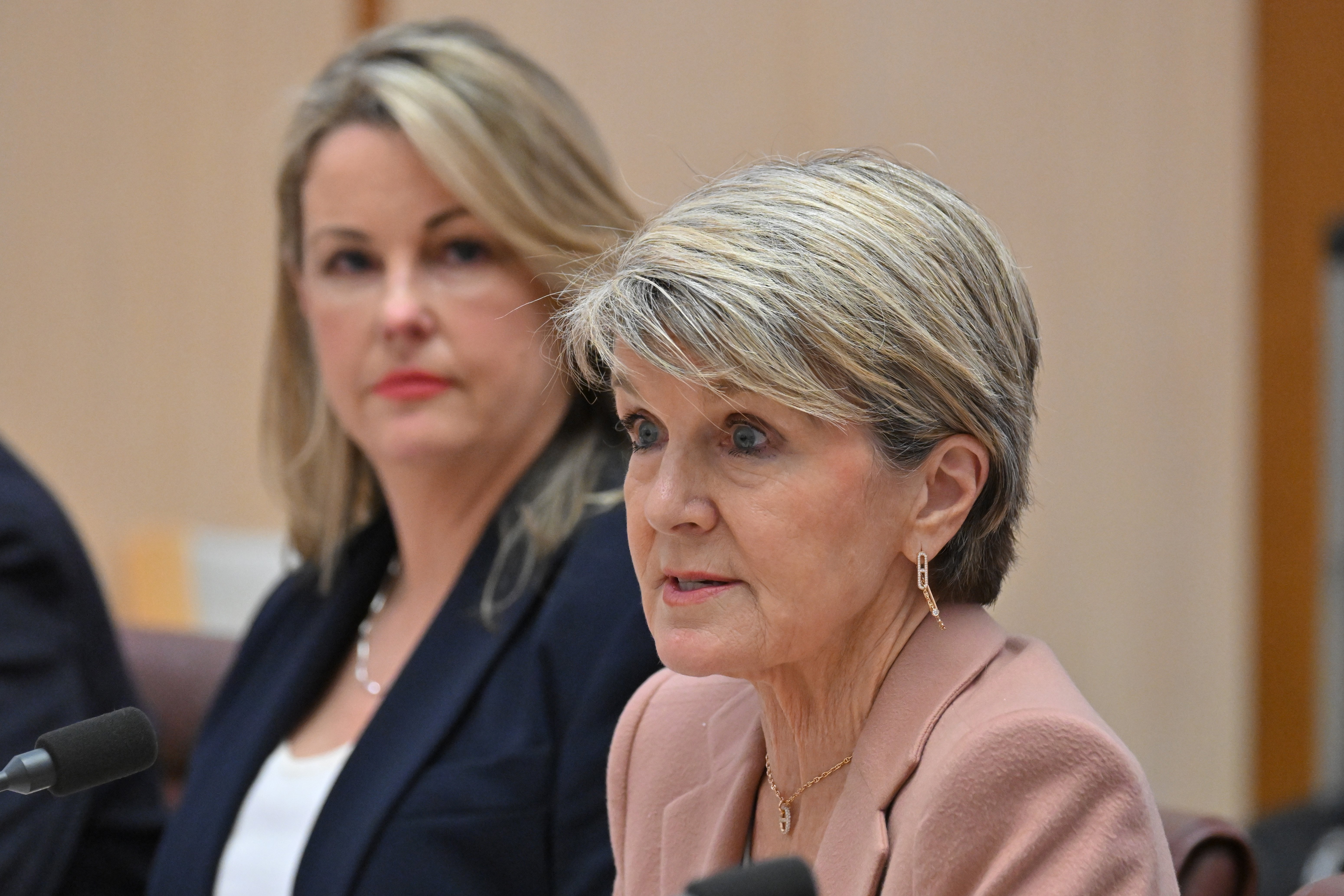 Australian National University Chancellor Julie Bishop at a press conference at Parliament House.