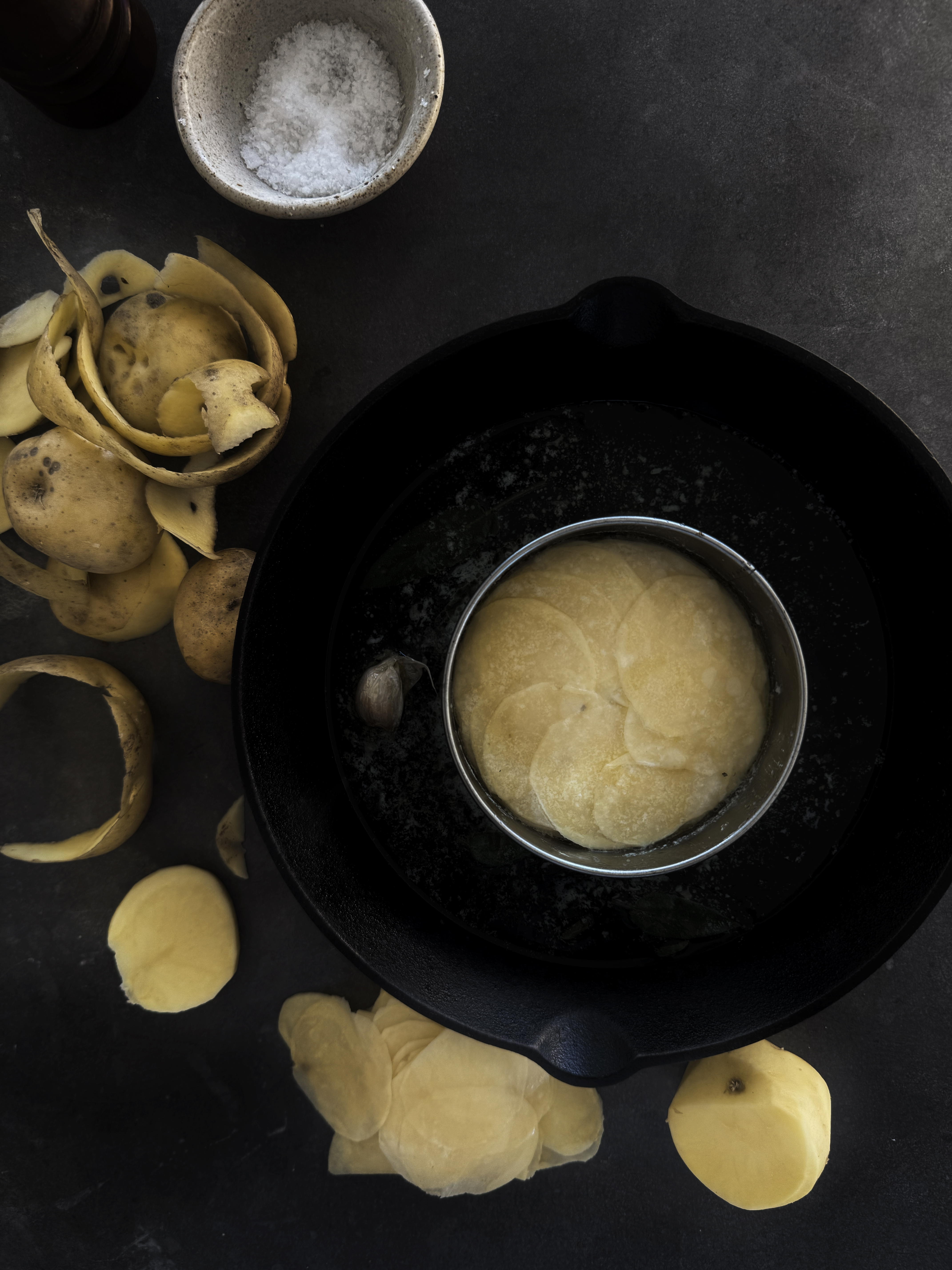 Scalloped potatoes being prepared