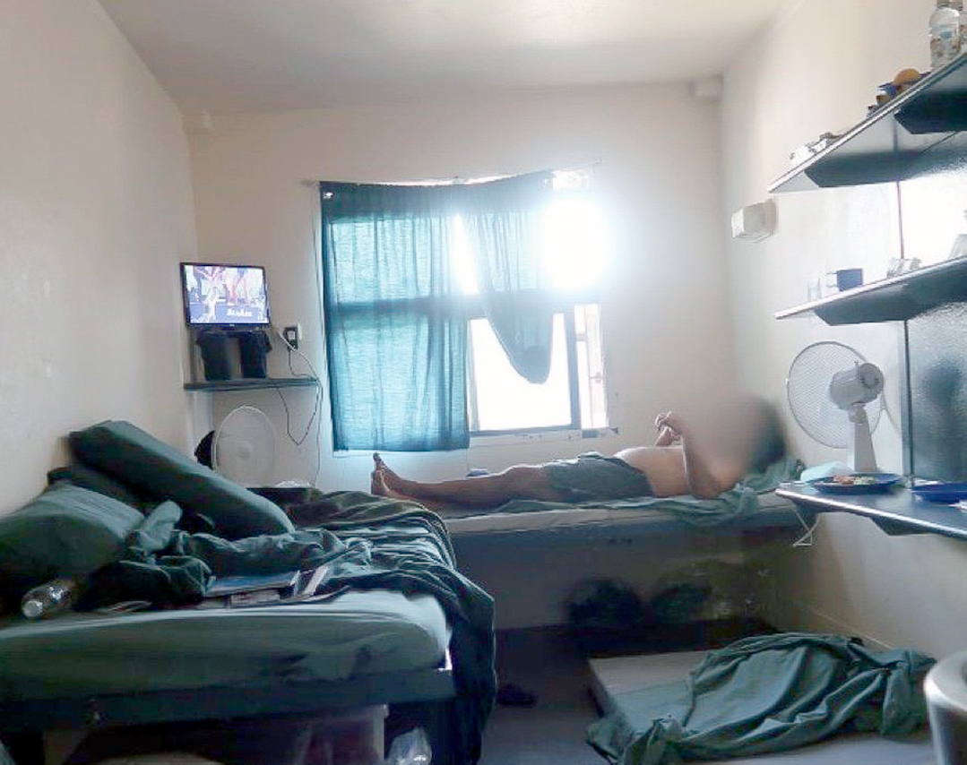 A cell with three mattresses in Hakea Prison, Western Australia.