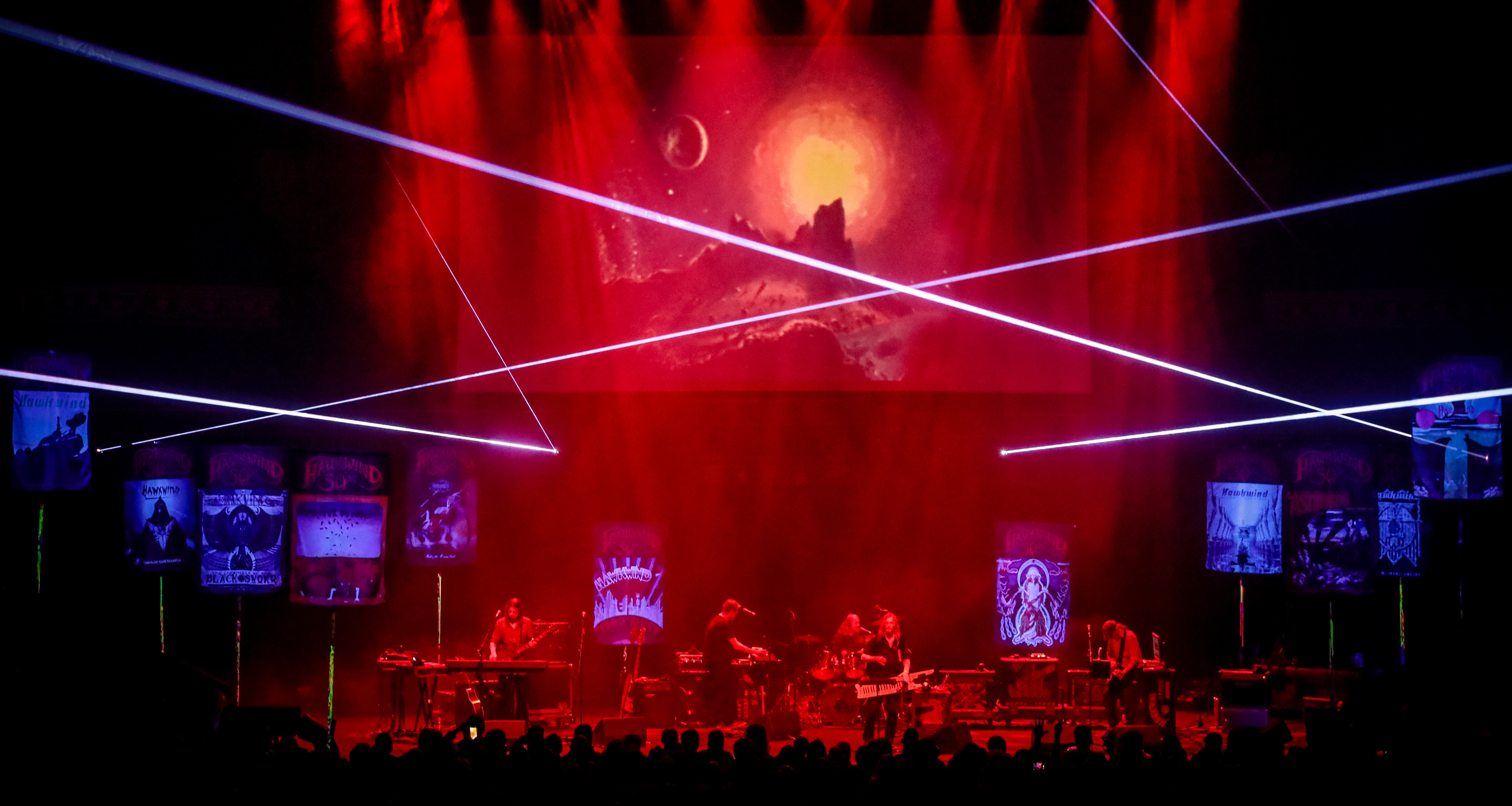 Hawkwind performing at the Royal Albert Hall.