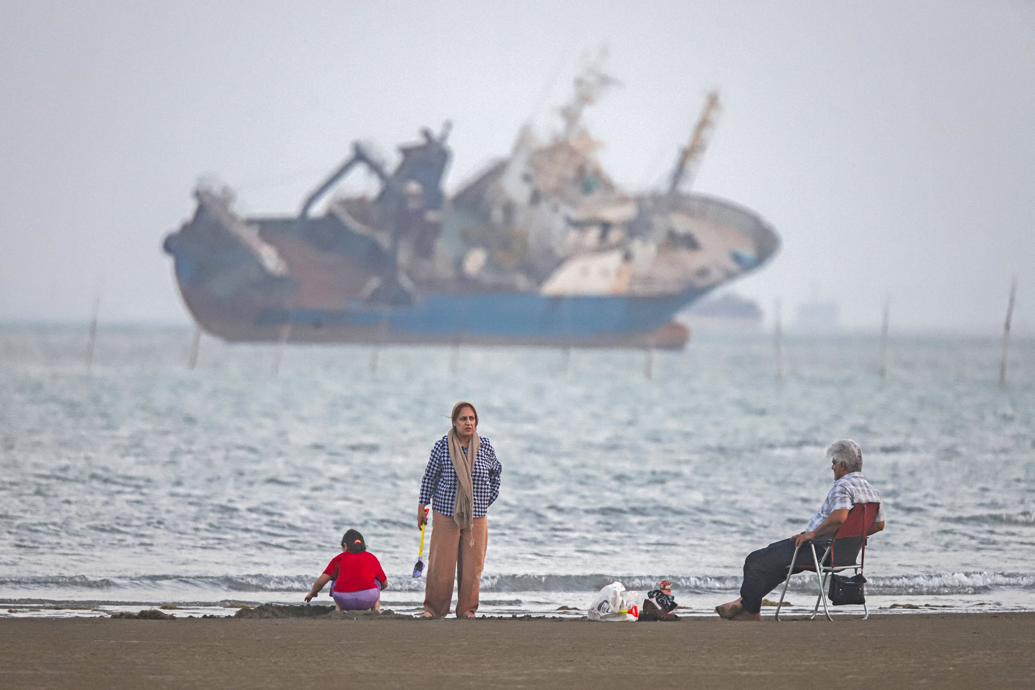 Iranians on Suru Beach in Bandar Abbas, along the Strait of Hormuz. 