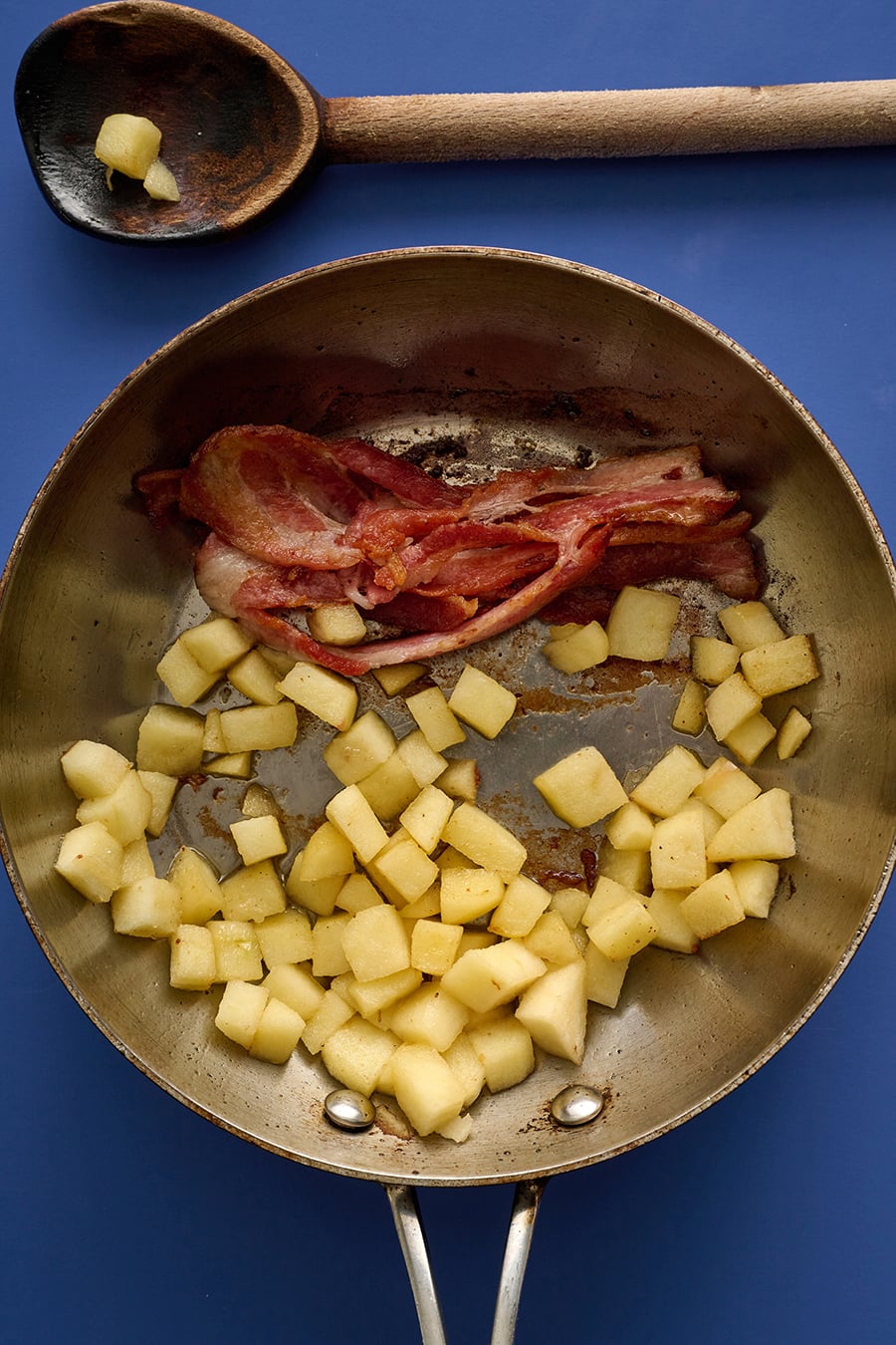 Bacon and potato in a pan