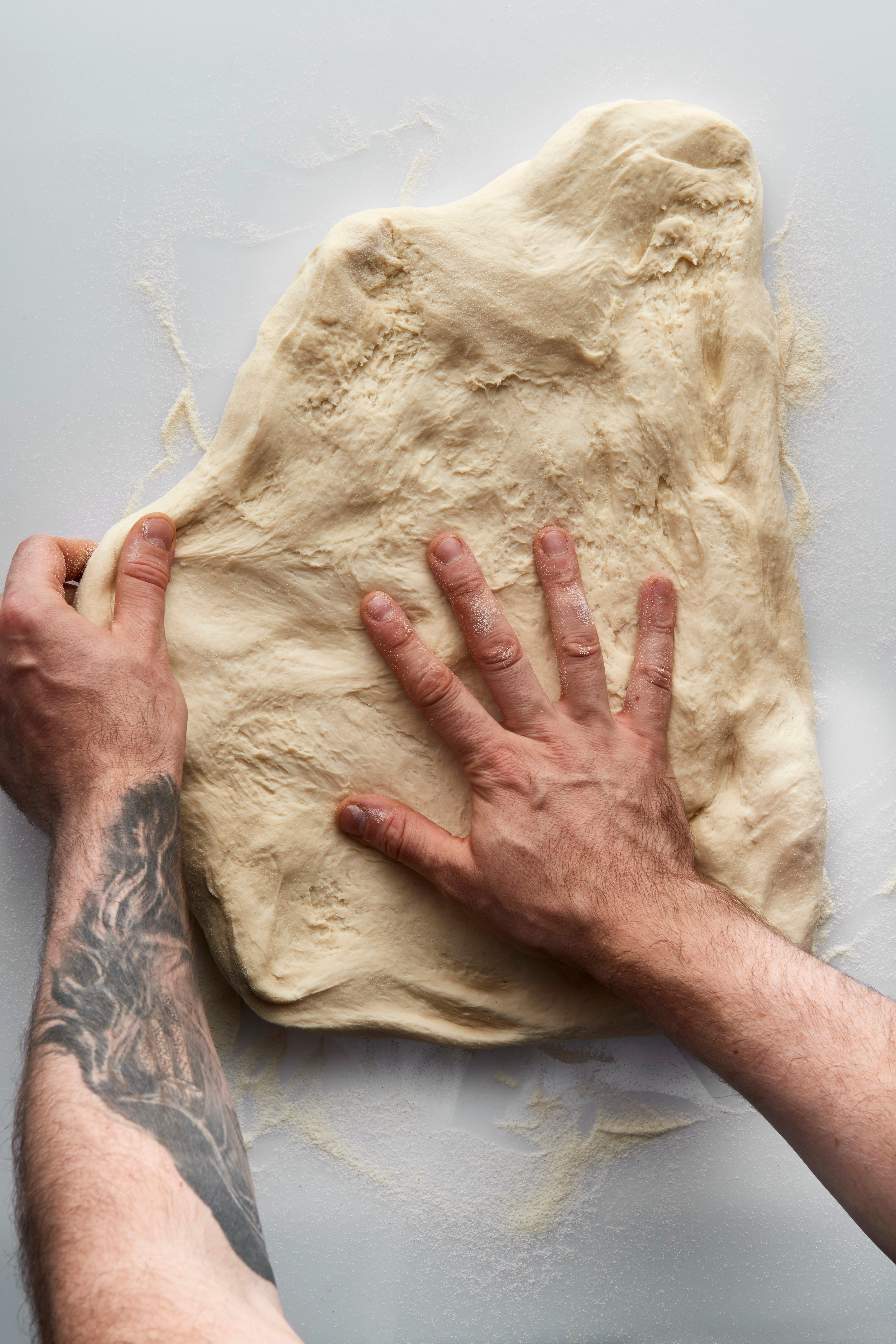 Kneading dough.