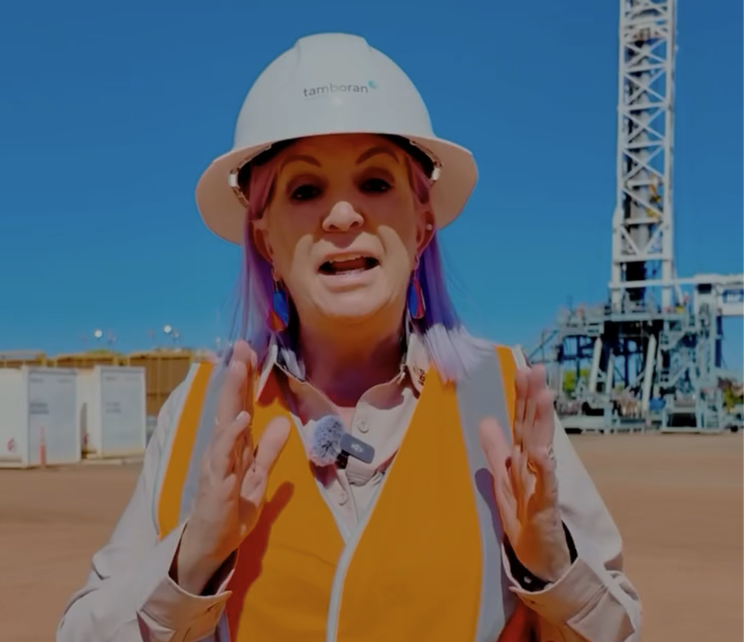 Northern Territory Minister for Trade, Business and Asian Relations Robyn Cahill at Tamboran Resources’ Shenandoah South pilot fracking project in the Beetaloo Basin.