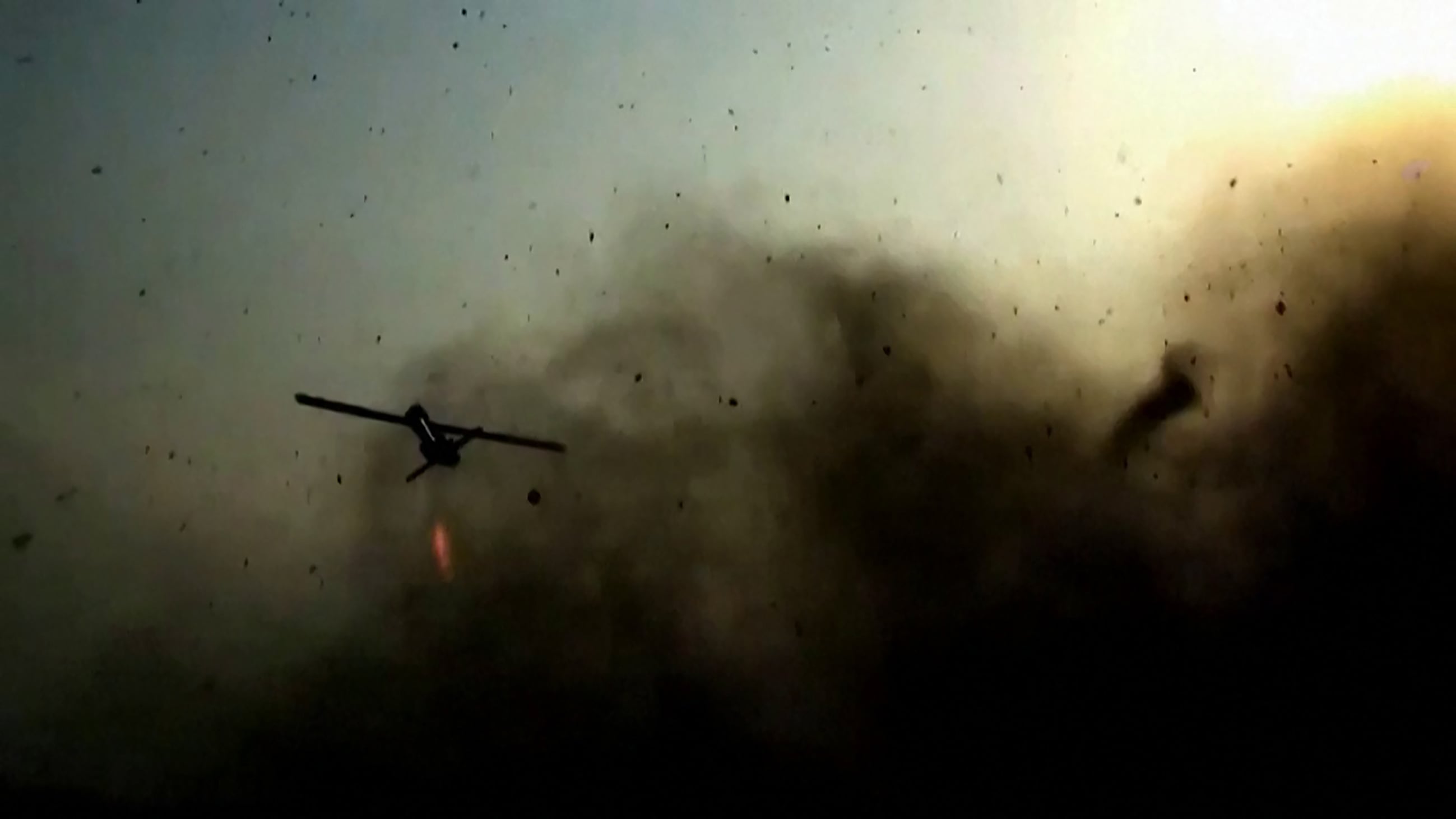 A screenshot of video footage released by Iran’s IRGC, allegedly showing a drone being launched towards US targets in Bahrain and Kuwait.