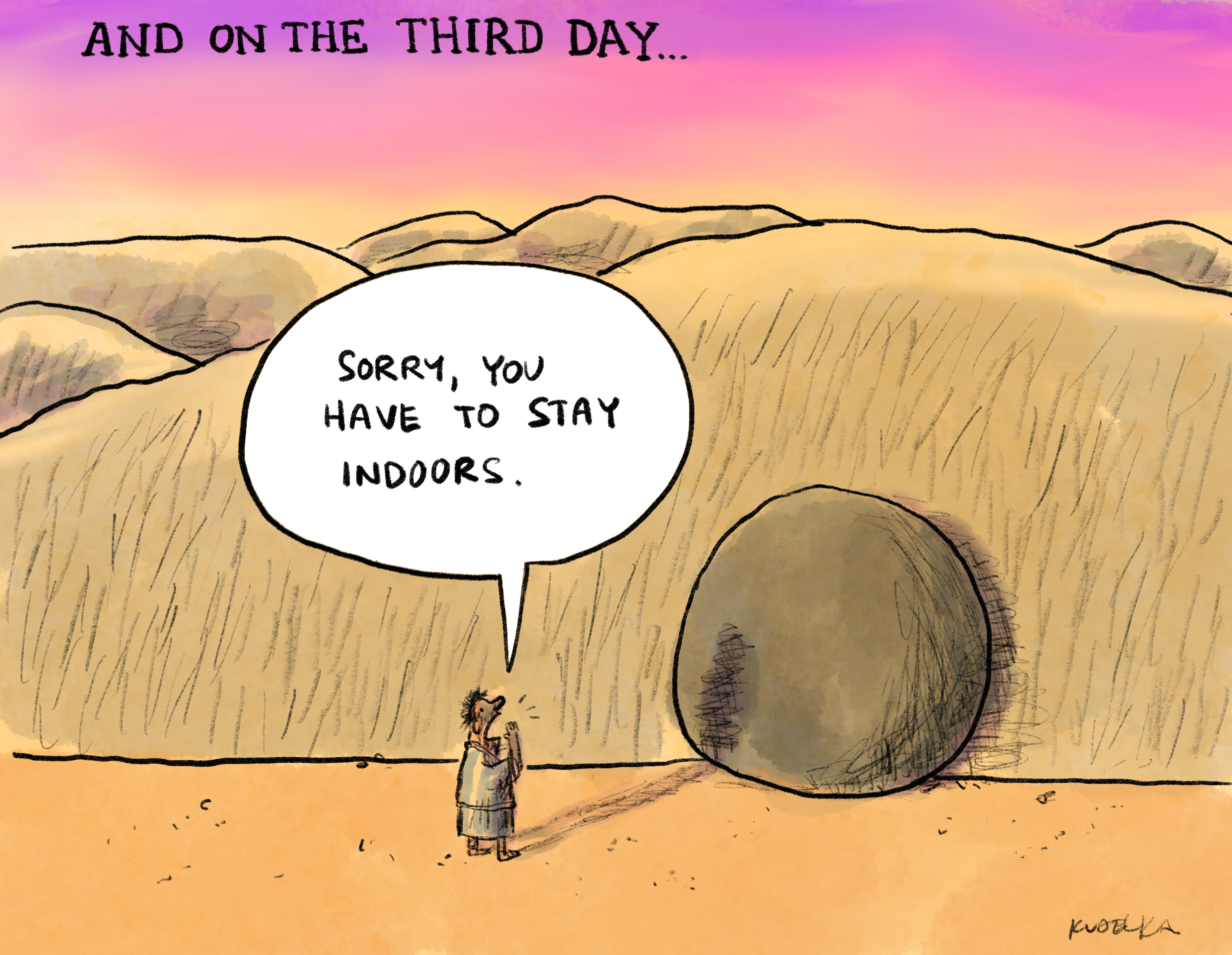 Jon Kudelka cartoon, April 11, 2020