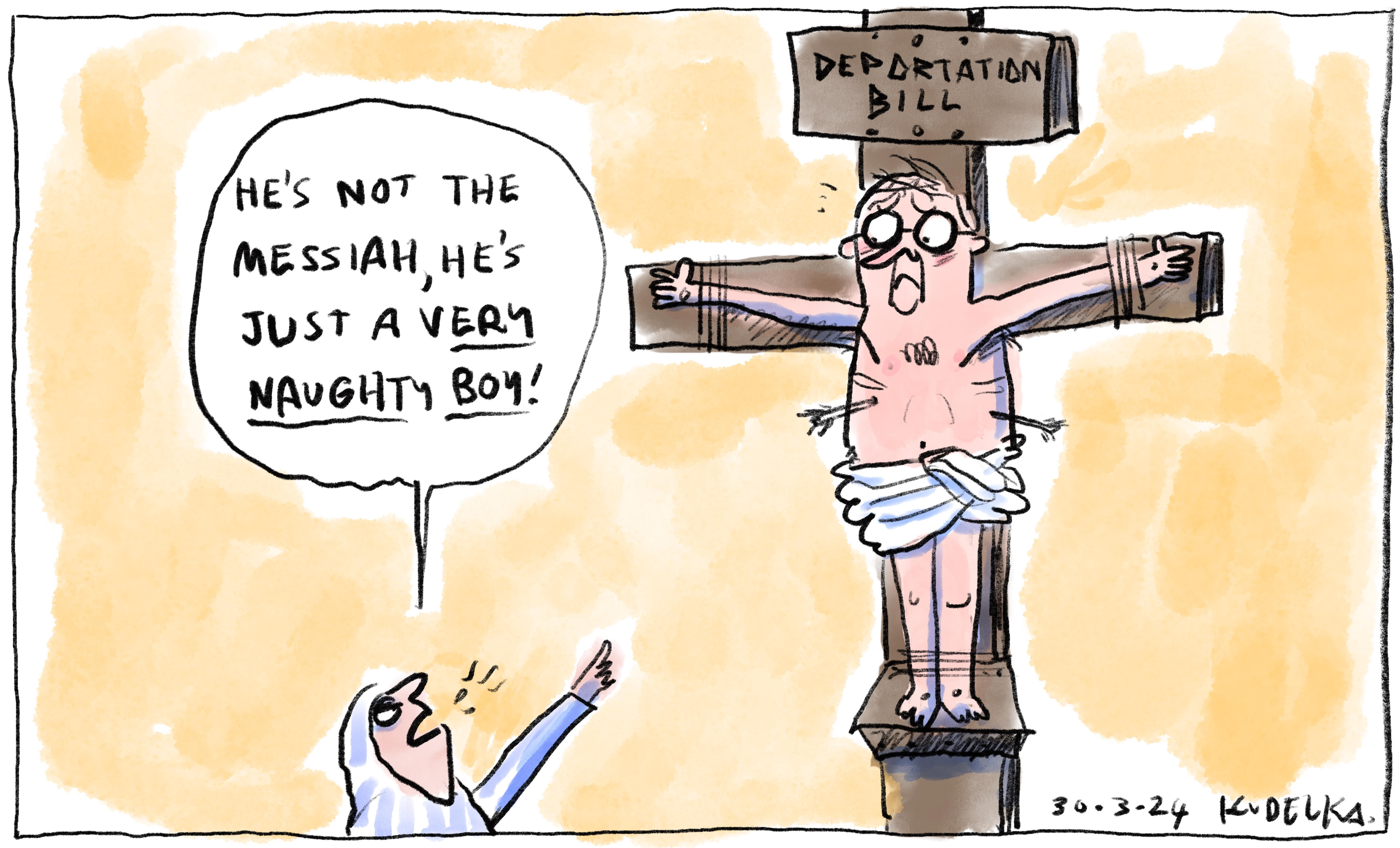 Jon Kudelka cartoon, March 30, 2024