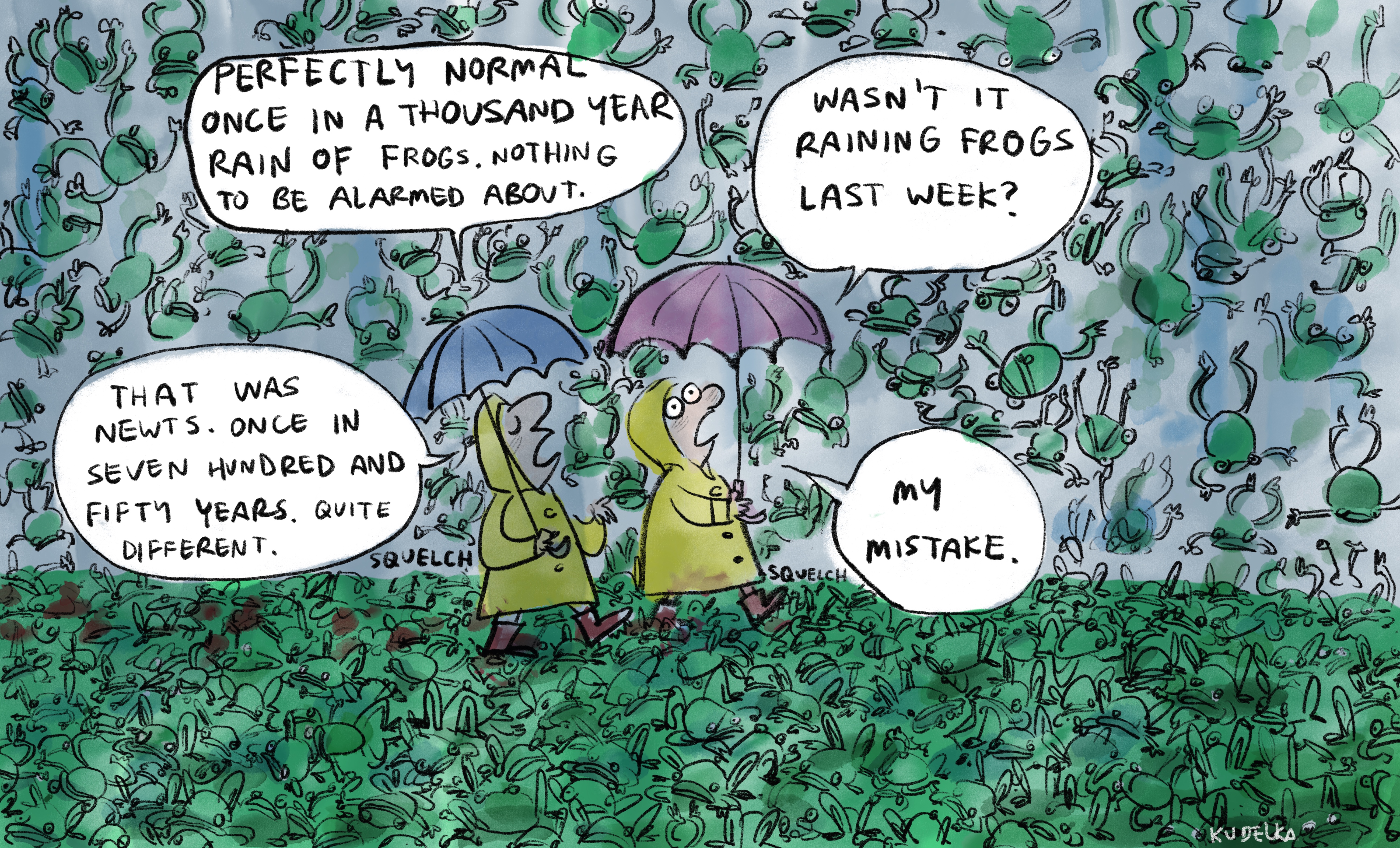 Once in a thousand year rain of frogs