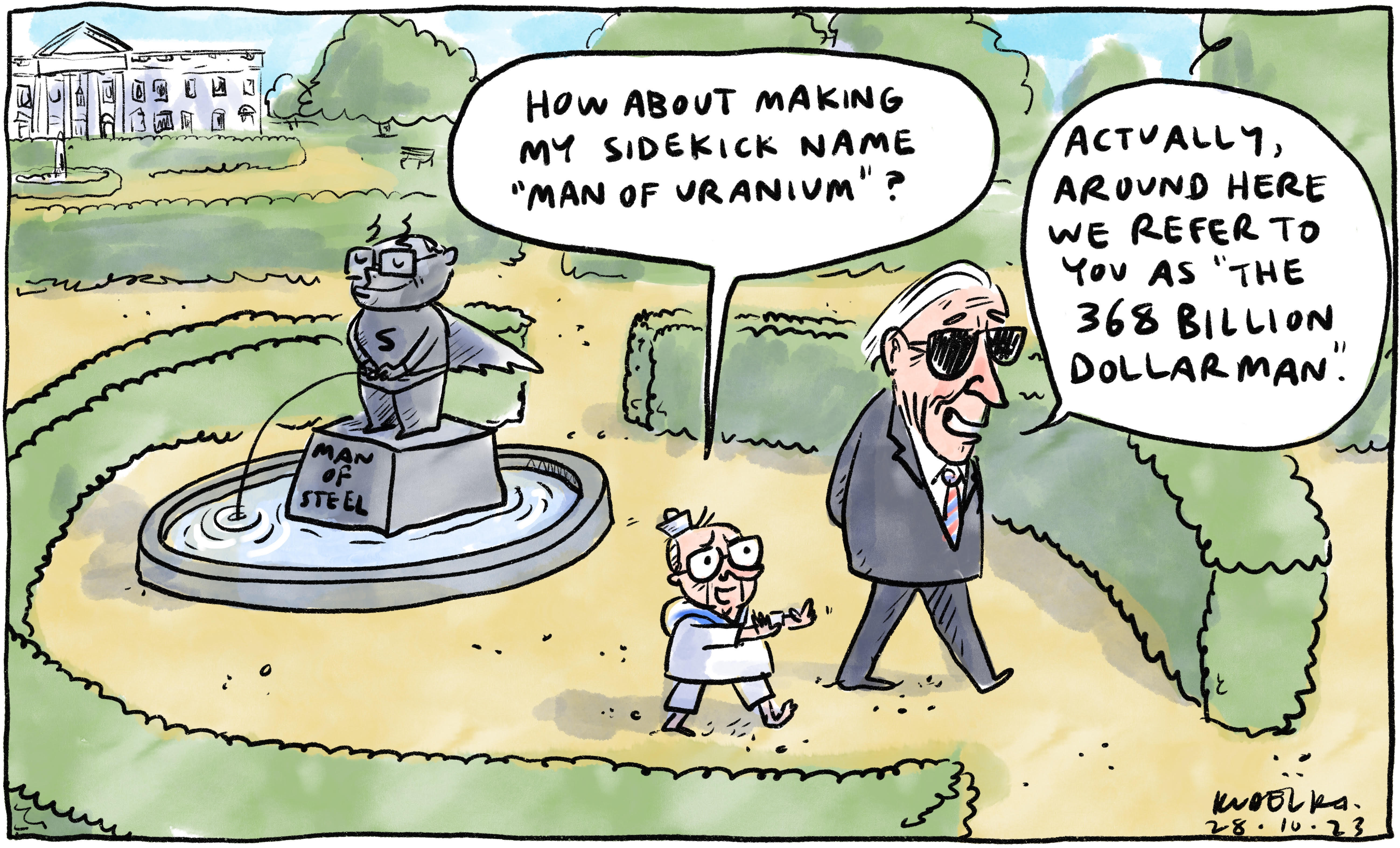 Jon Kudelka cartoon, October 28, 2023