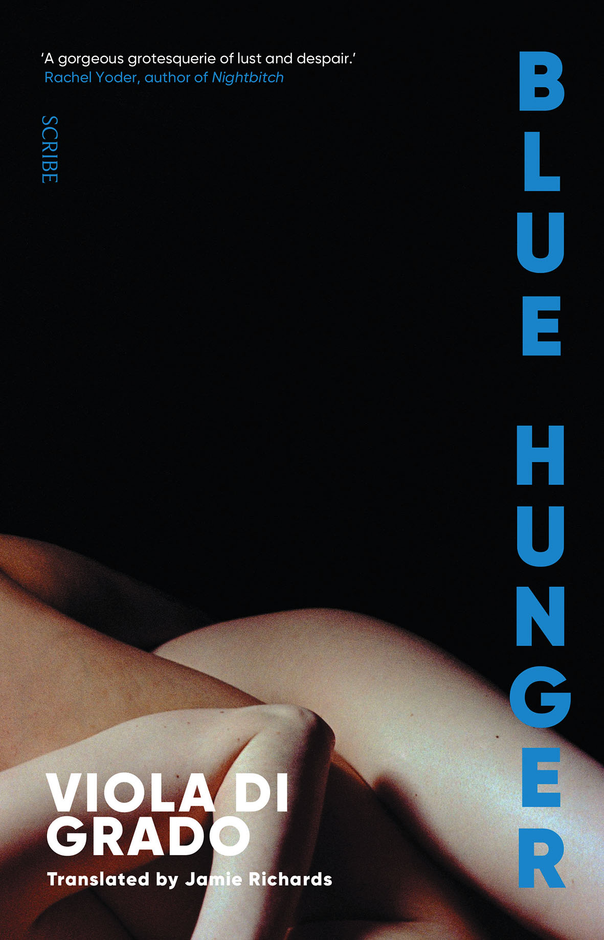Book cover: two naked bodies entwined. The book title print dow the side.