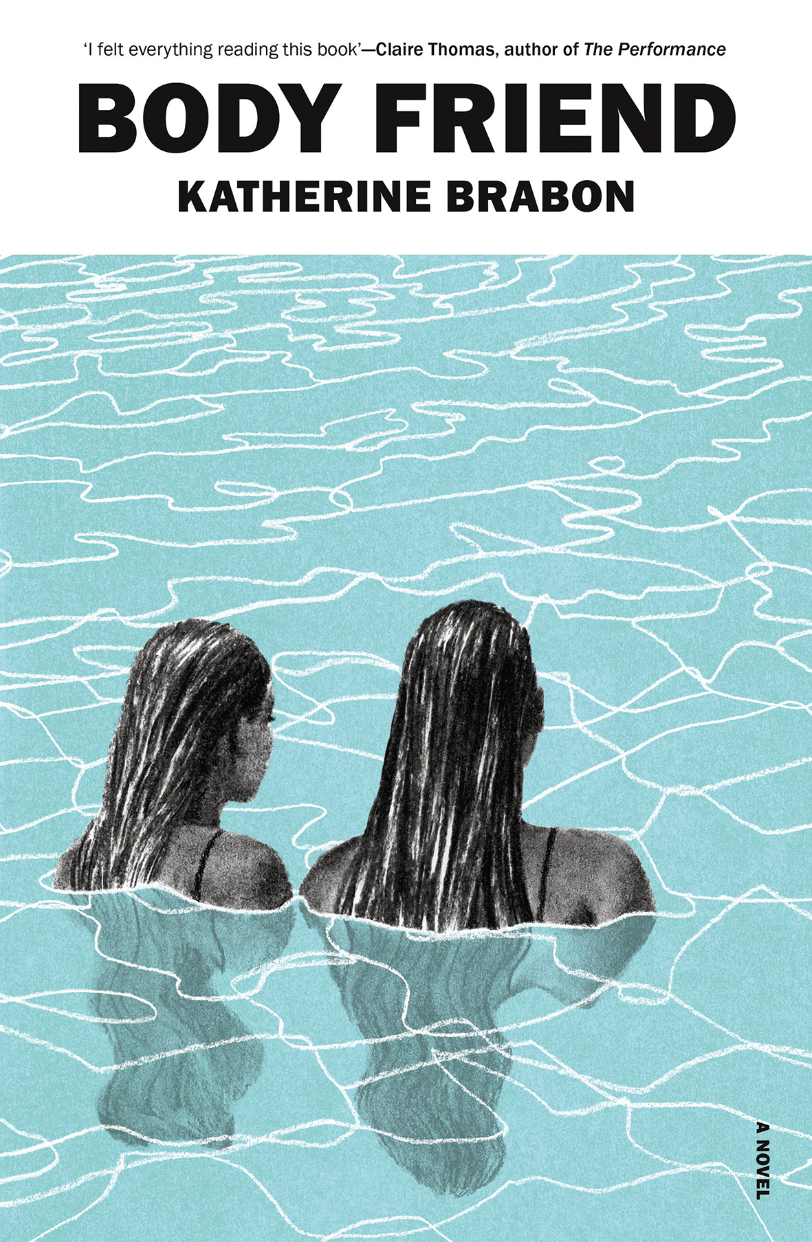 Book cover: Illustration of two women floating in a body of water