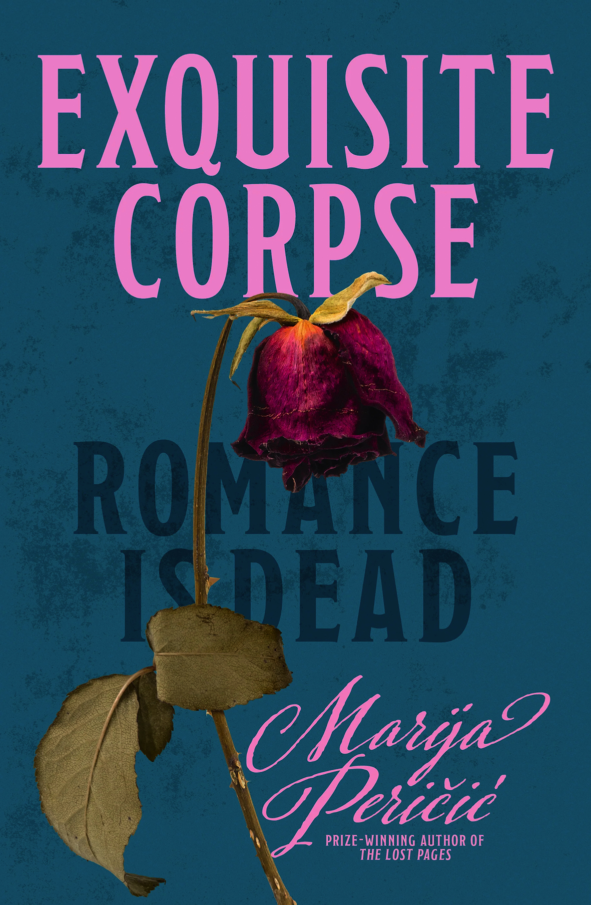 Book cover: A withering red rose.