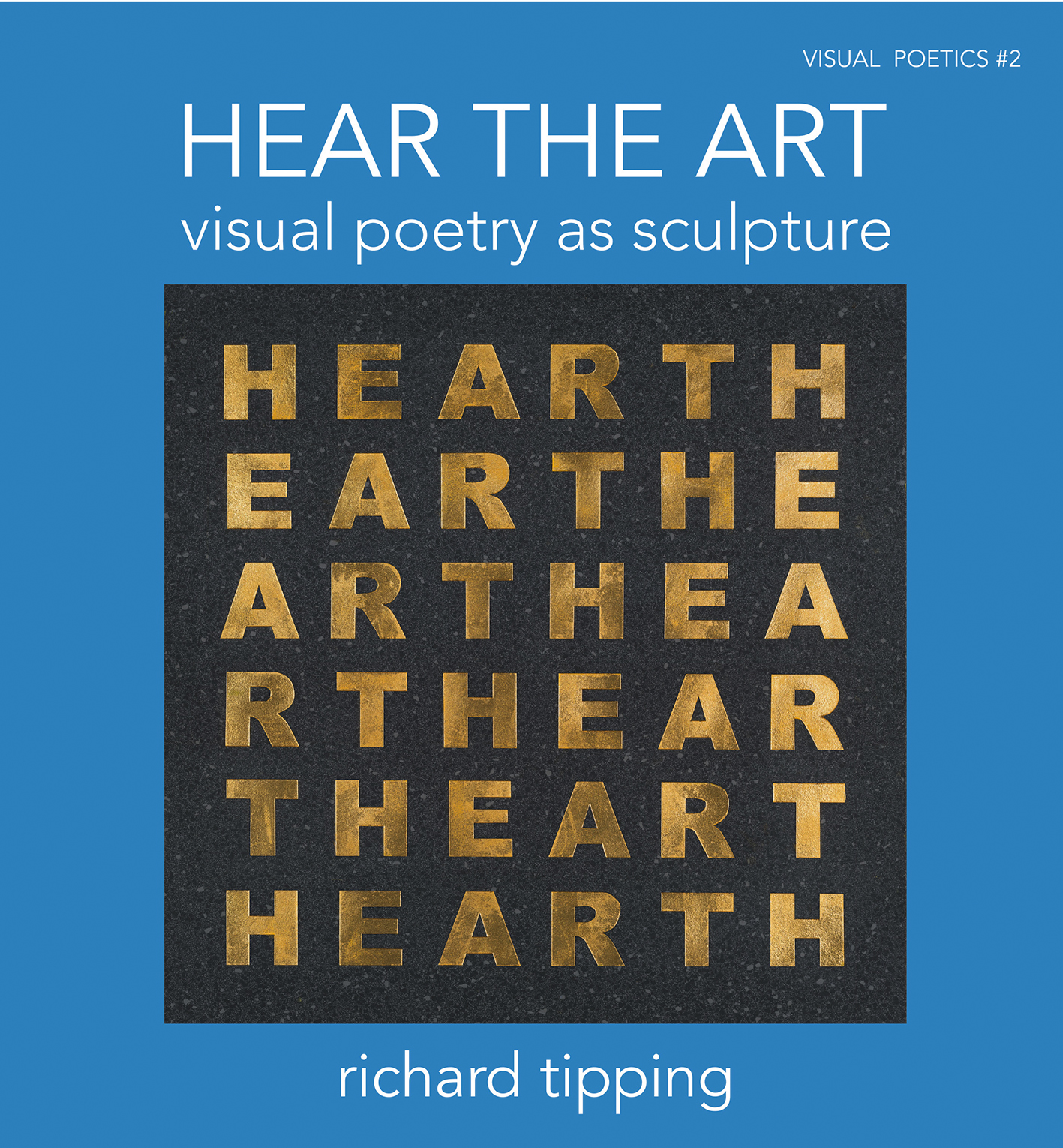 A blue book cover with the title, 'Hear the Art', printed in gold text and capitalised.