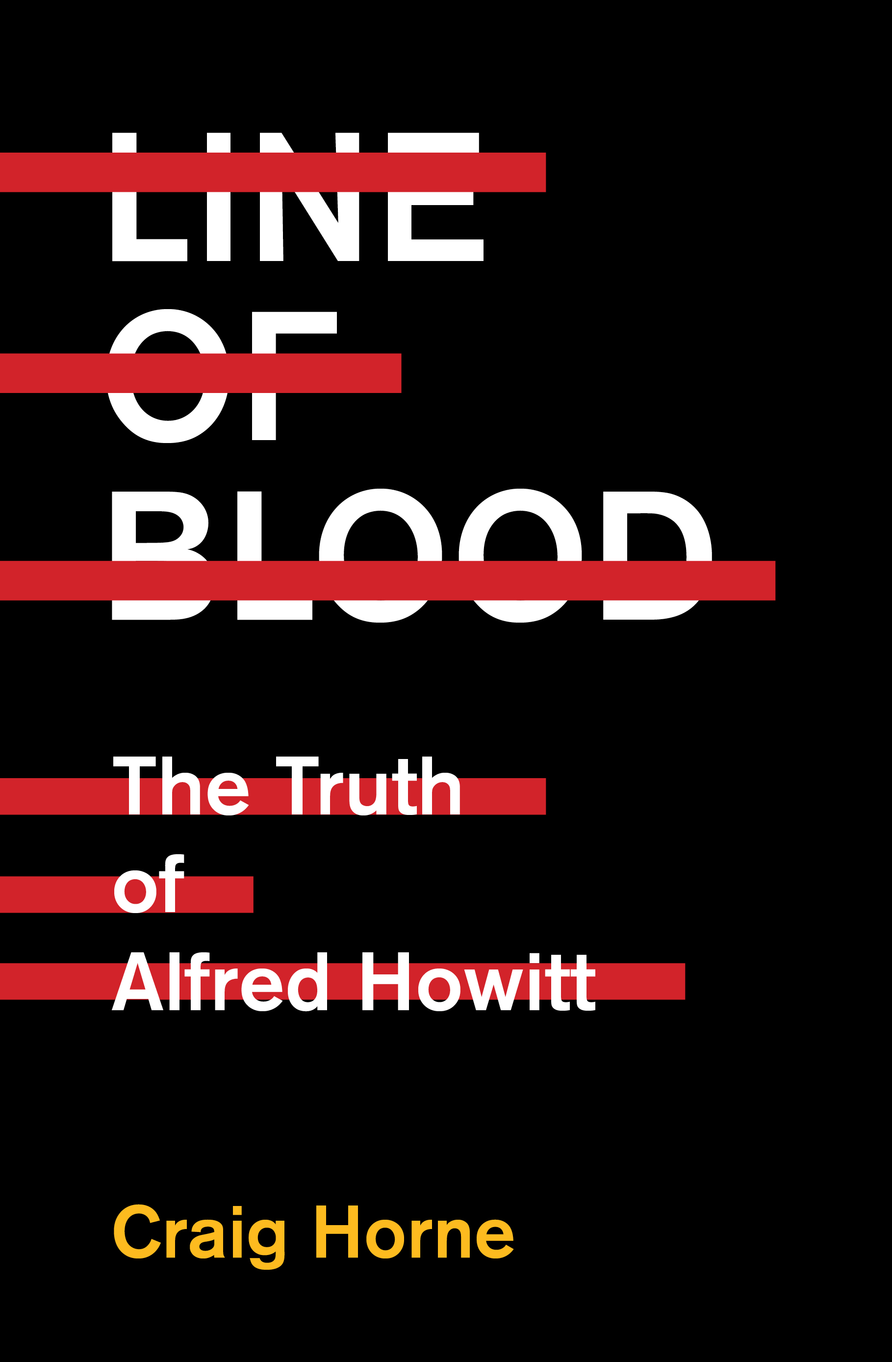 Book cover: the book title in white print with red lines crossed through the text.