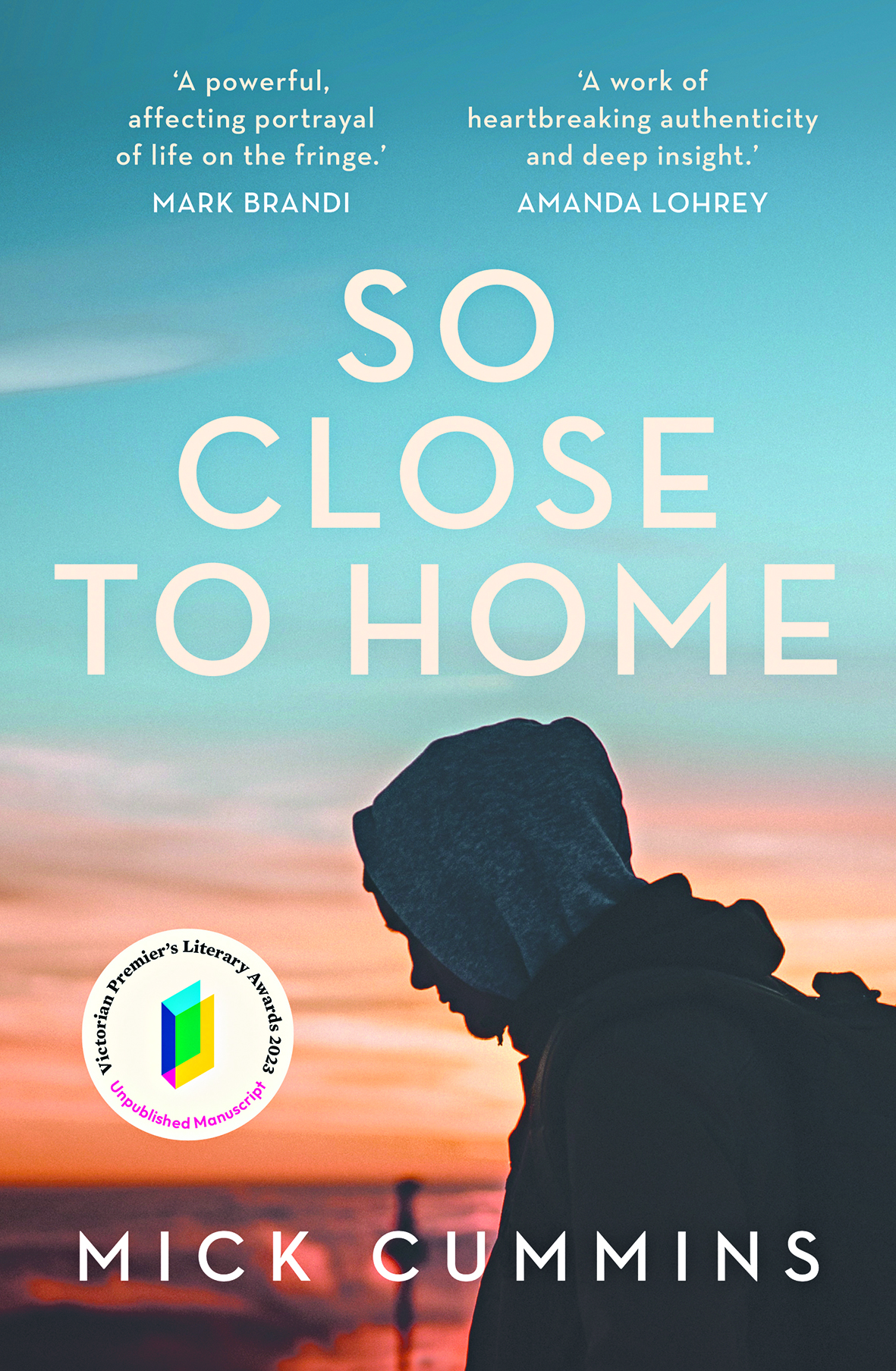 Book cover: silhouette of a hooded figure with a sunset in the background.