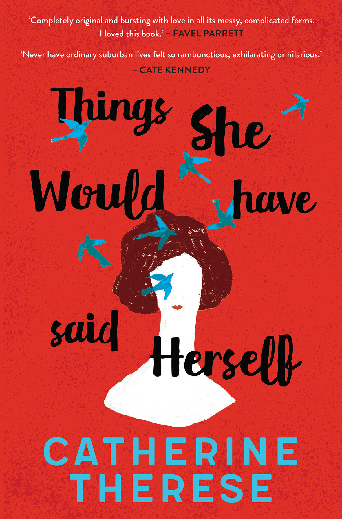 Book cover: Illustration of a woman with no facial features, the book title swirling around her head.