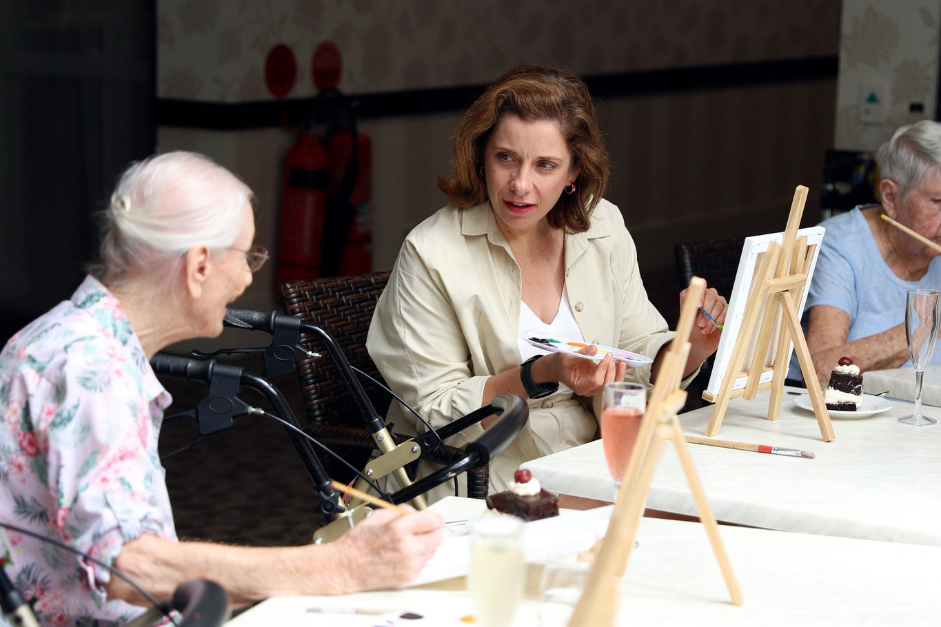 Aged Care Minister Anika Wells at the Edge Hill Orchards Aged Care home in Manoora, Queensland.