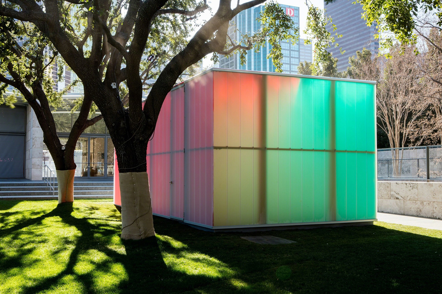 A colourful art installation.