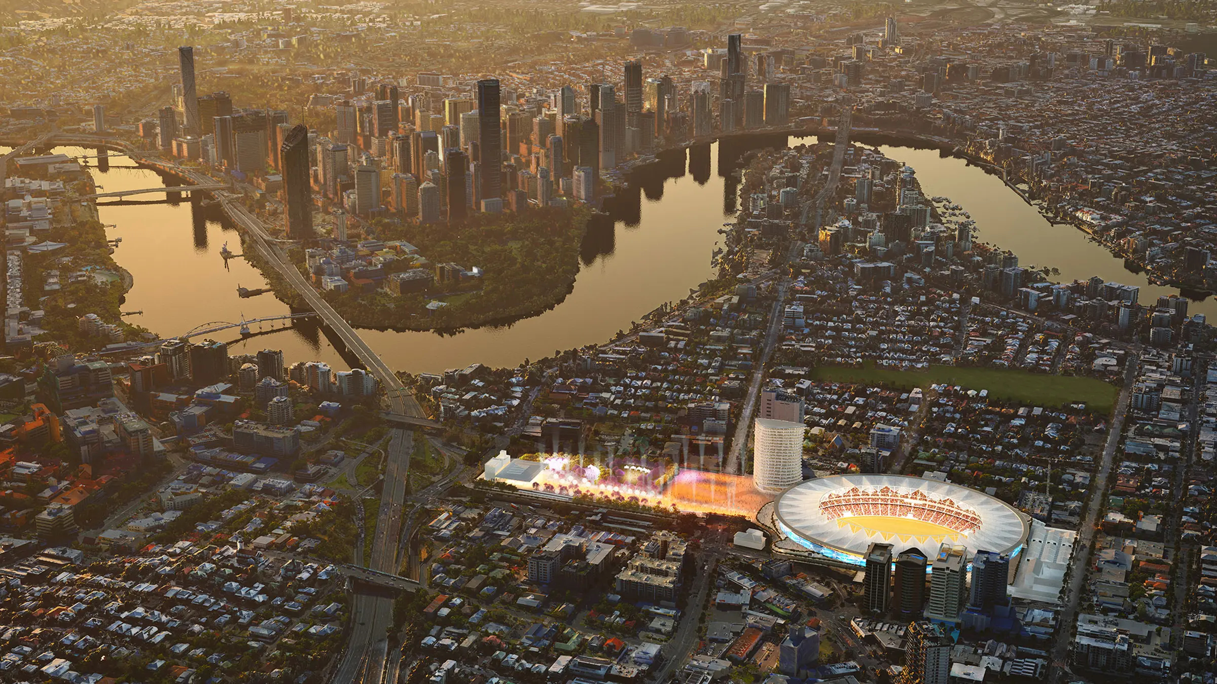 An aerial view of Brisbane.