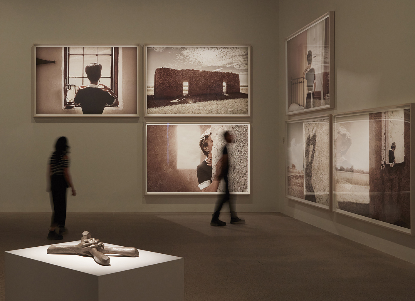 An exhibition displaying a series of photographs.