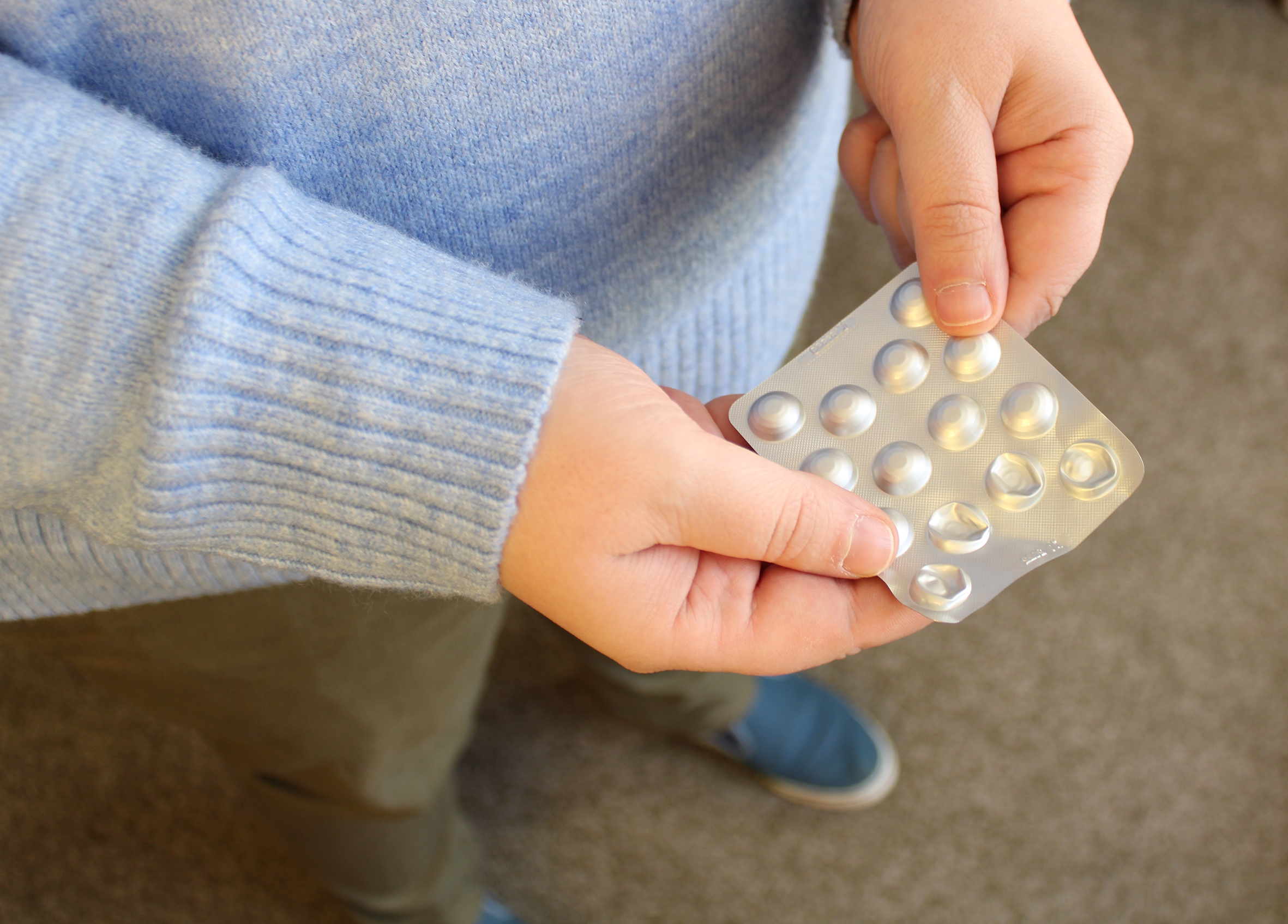 A blister pack of antipsychotic medication. 
