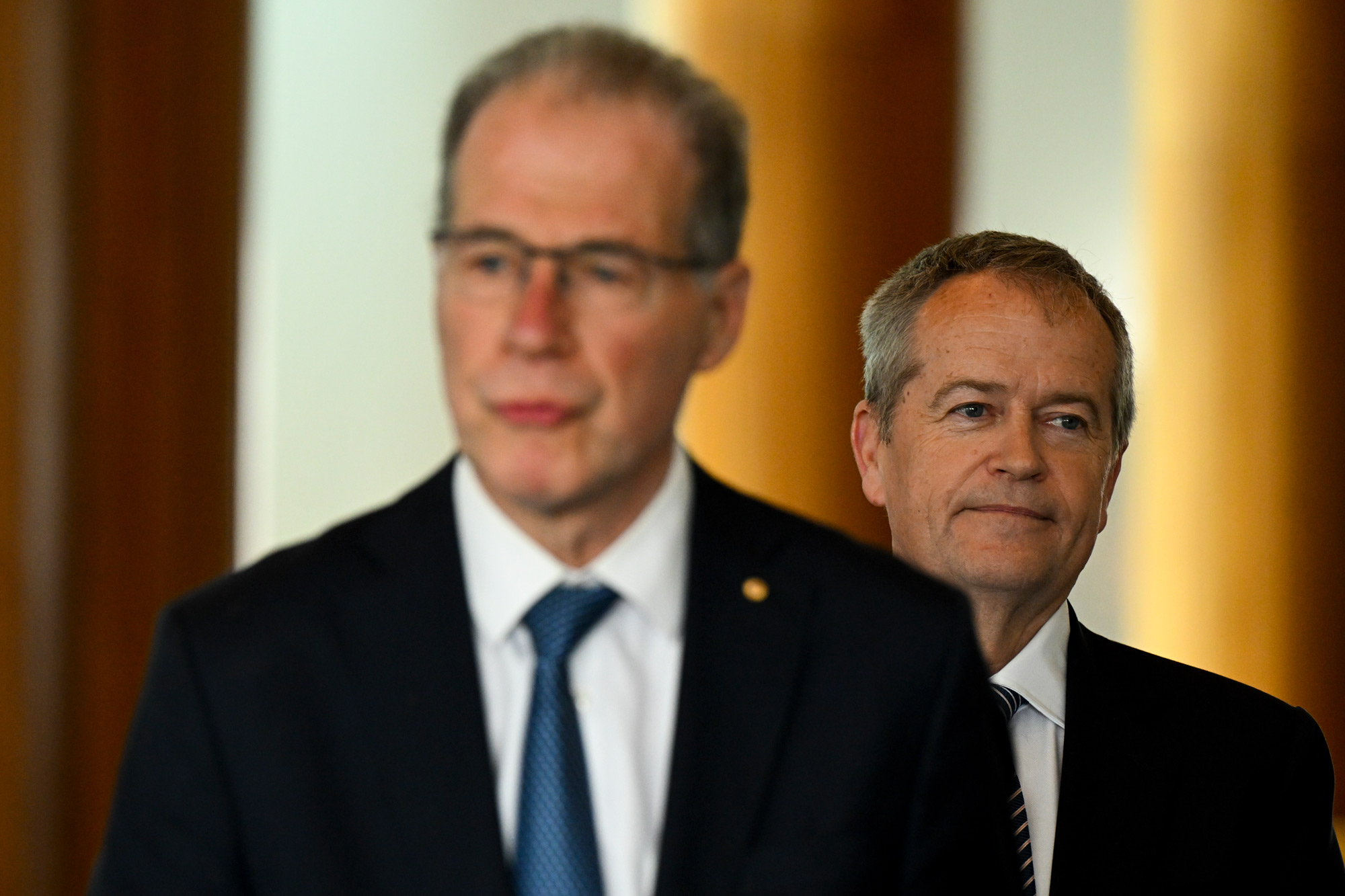 NDIS review co-chair Bruce Bonyhady and Government Services Minister Bill Shorten. 