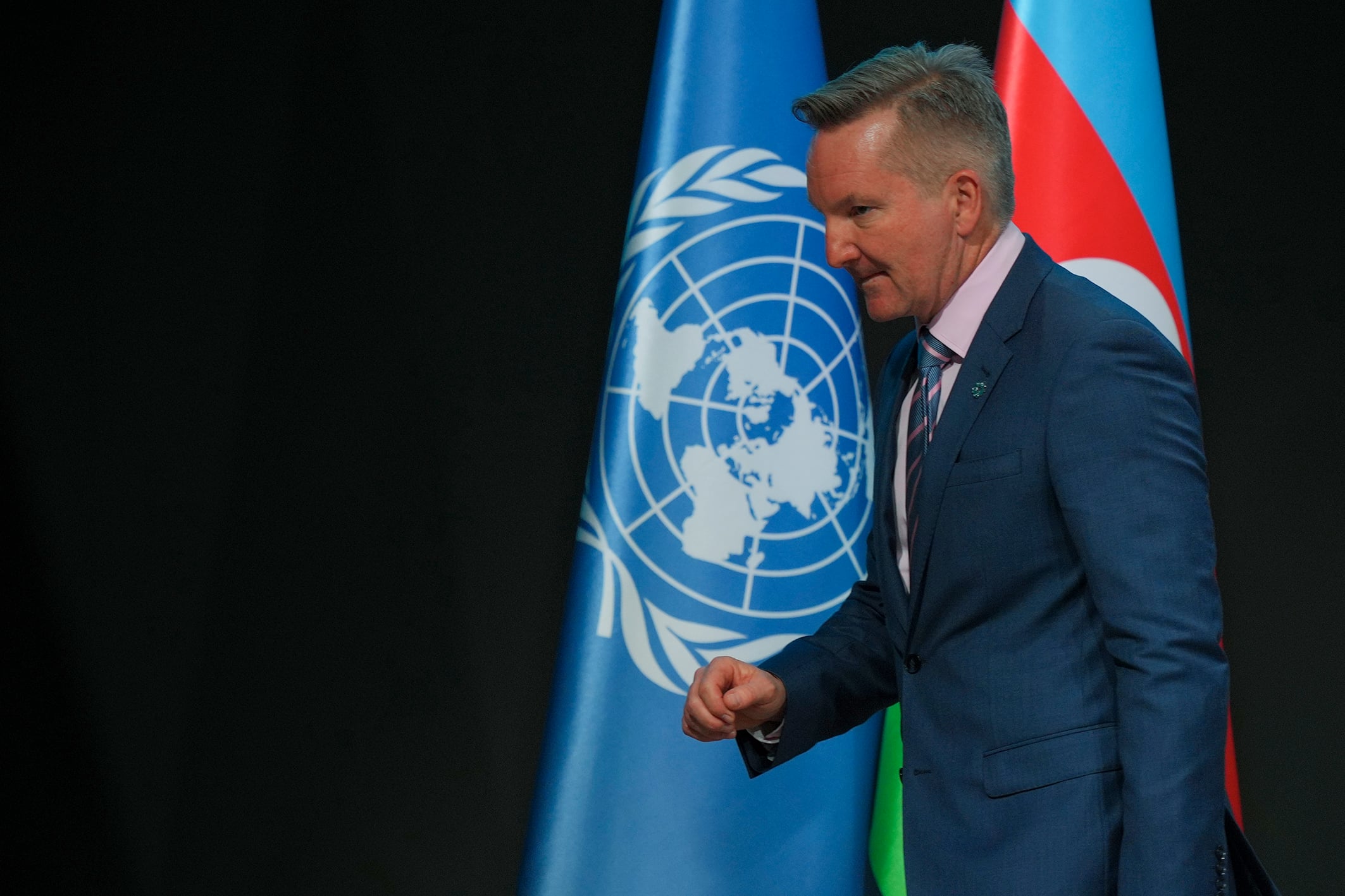 Climate Minister Chris Bowen at a plenary session of COP29.