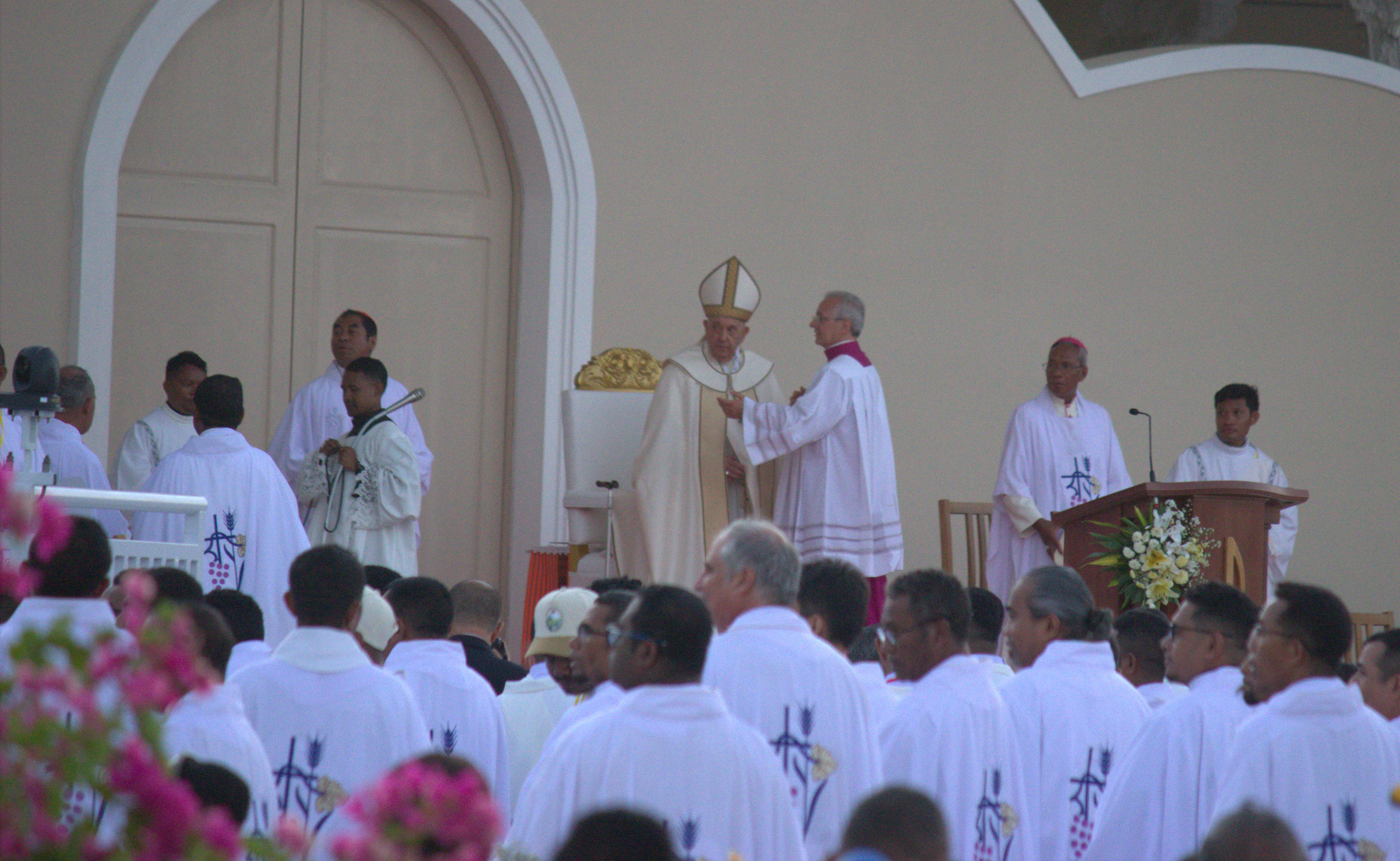 The Pope on stage in Timor-Leste