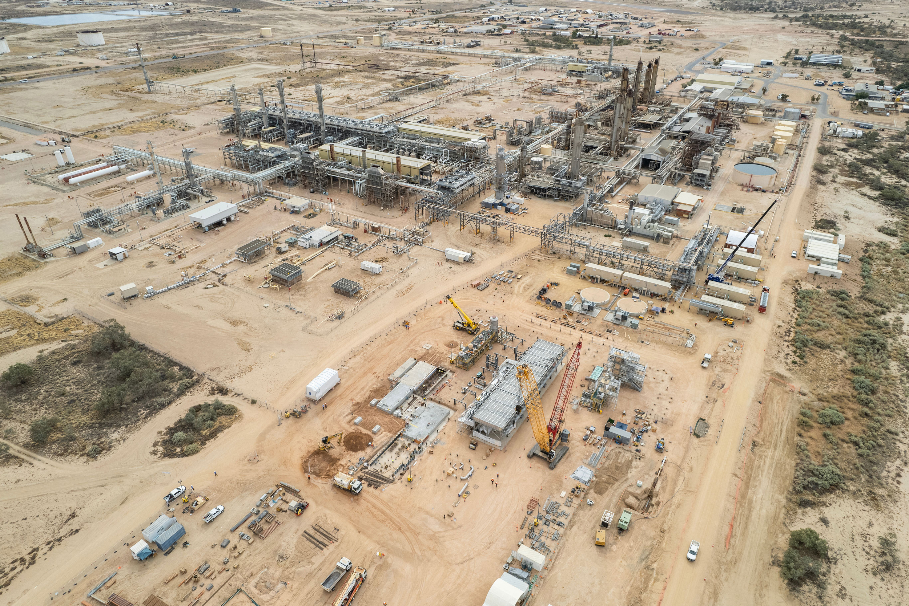 An aerial shot of Santos’s Moomba gas field in outback South Australia.