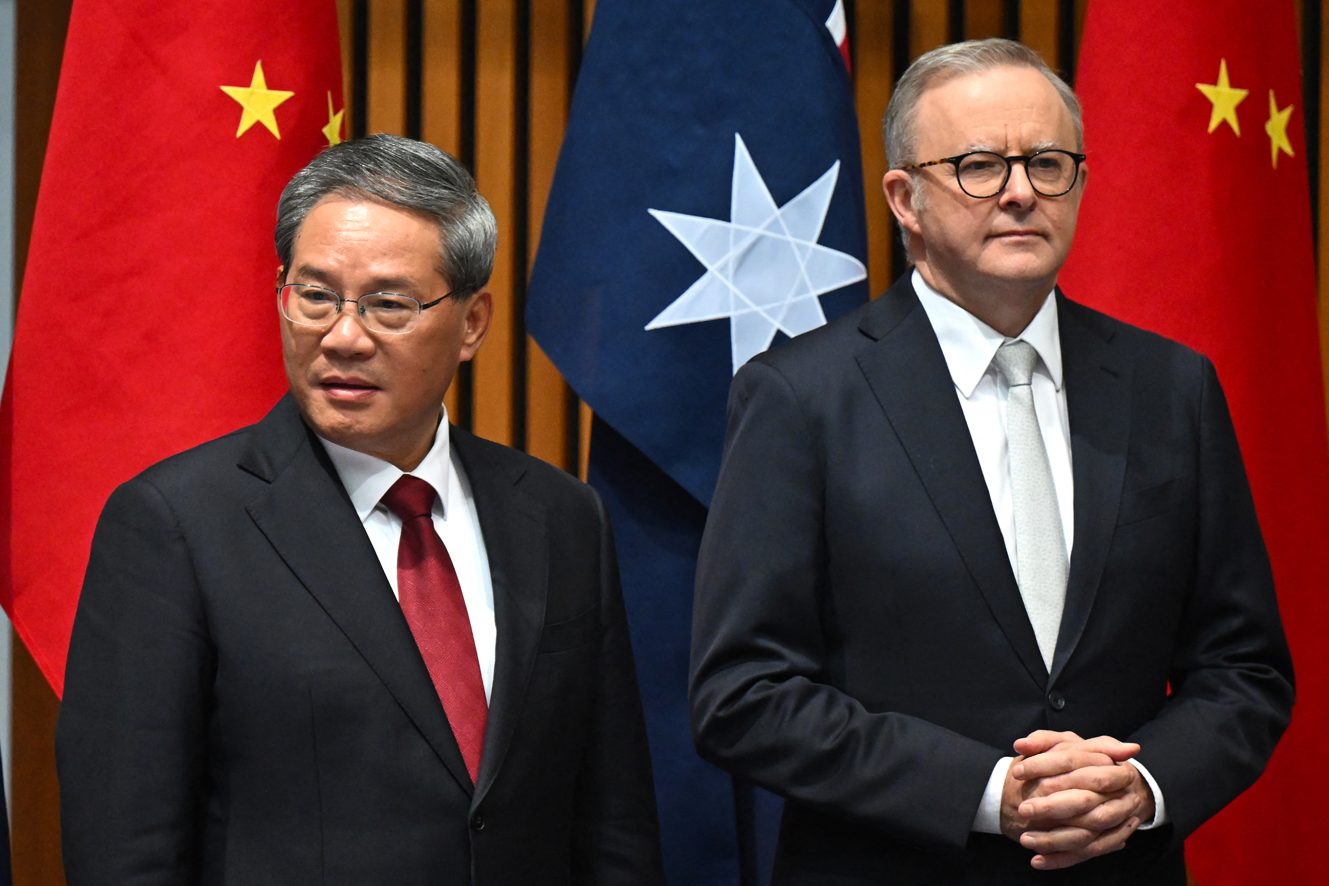 China’s Premier Li Qiang and Prime Minister Anthony Albanese at Parliament House. 