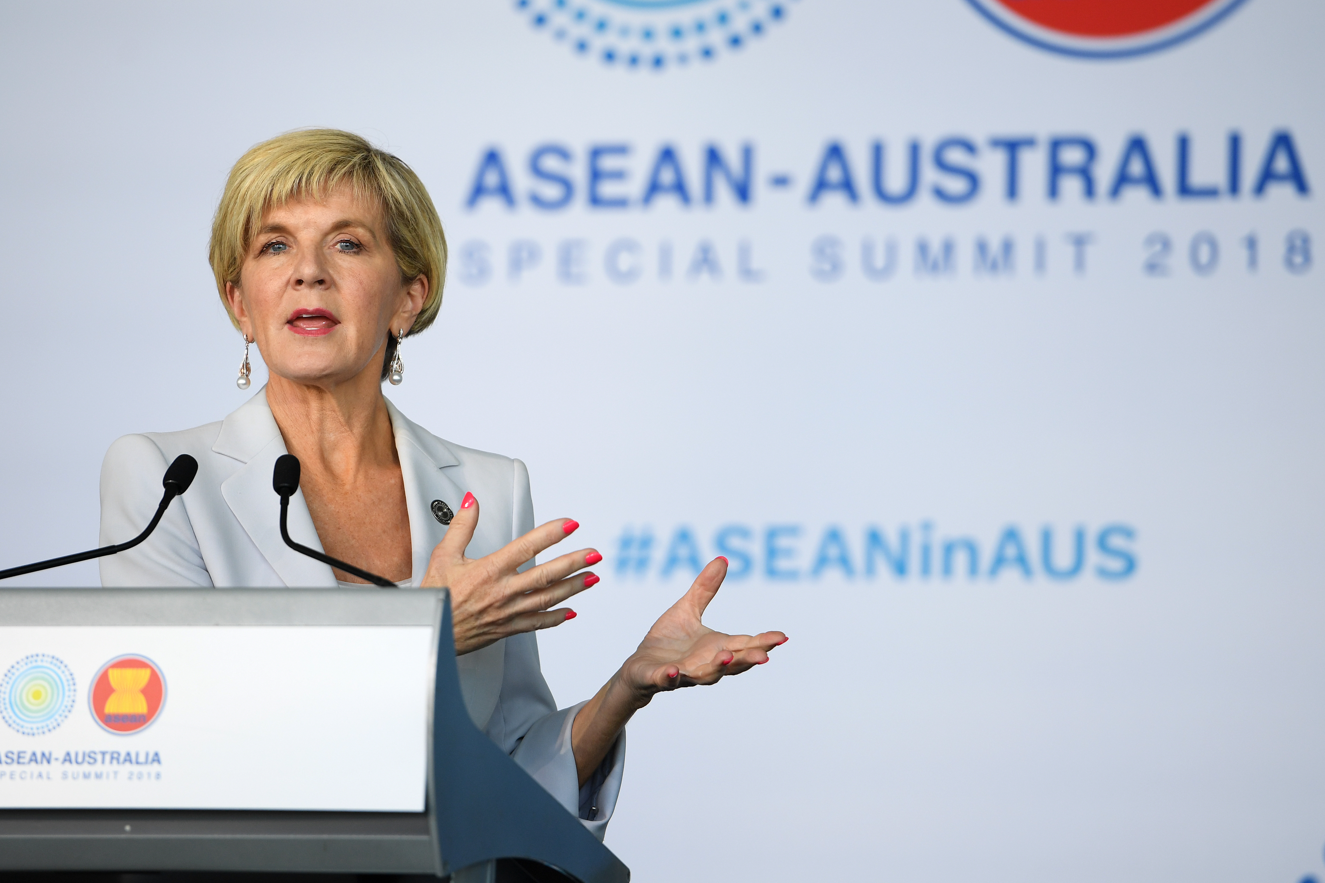 Julie Bishop speaks at a press conference.