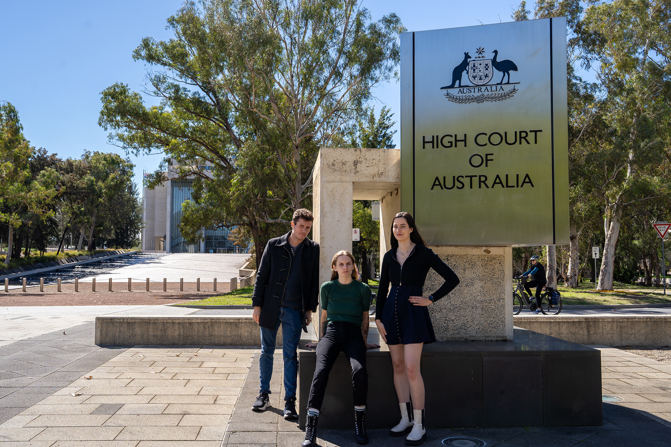 FTP’s Chris Delforce, Harley McDonald-Eckersall and Catriona Marshall at court. 