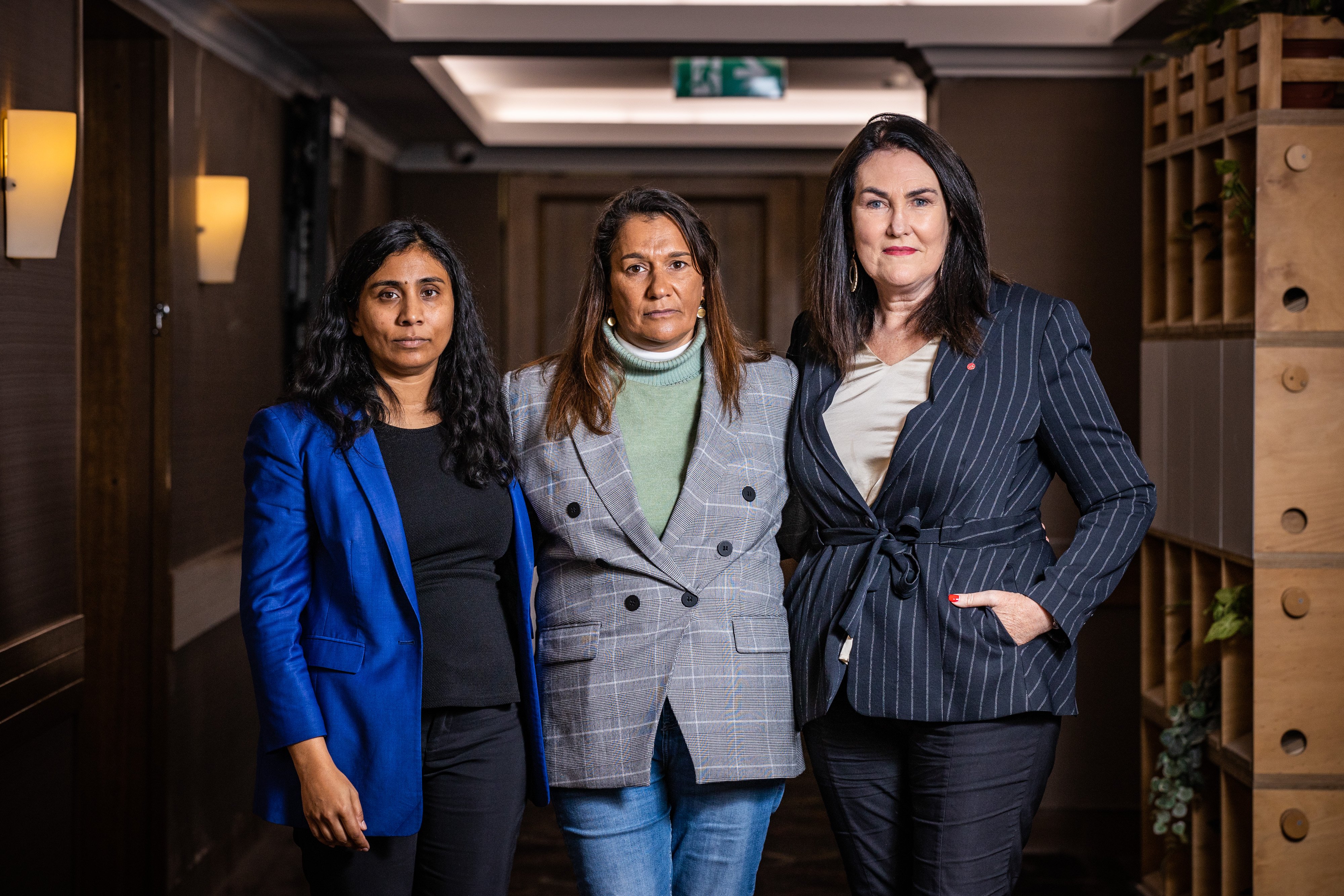 Labor MP Zaneta Mascarenhas, Shenane Hogg and Senator Deborah O’Neill.