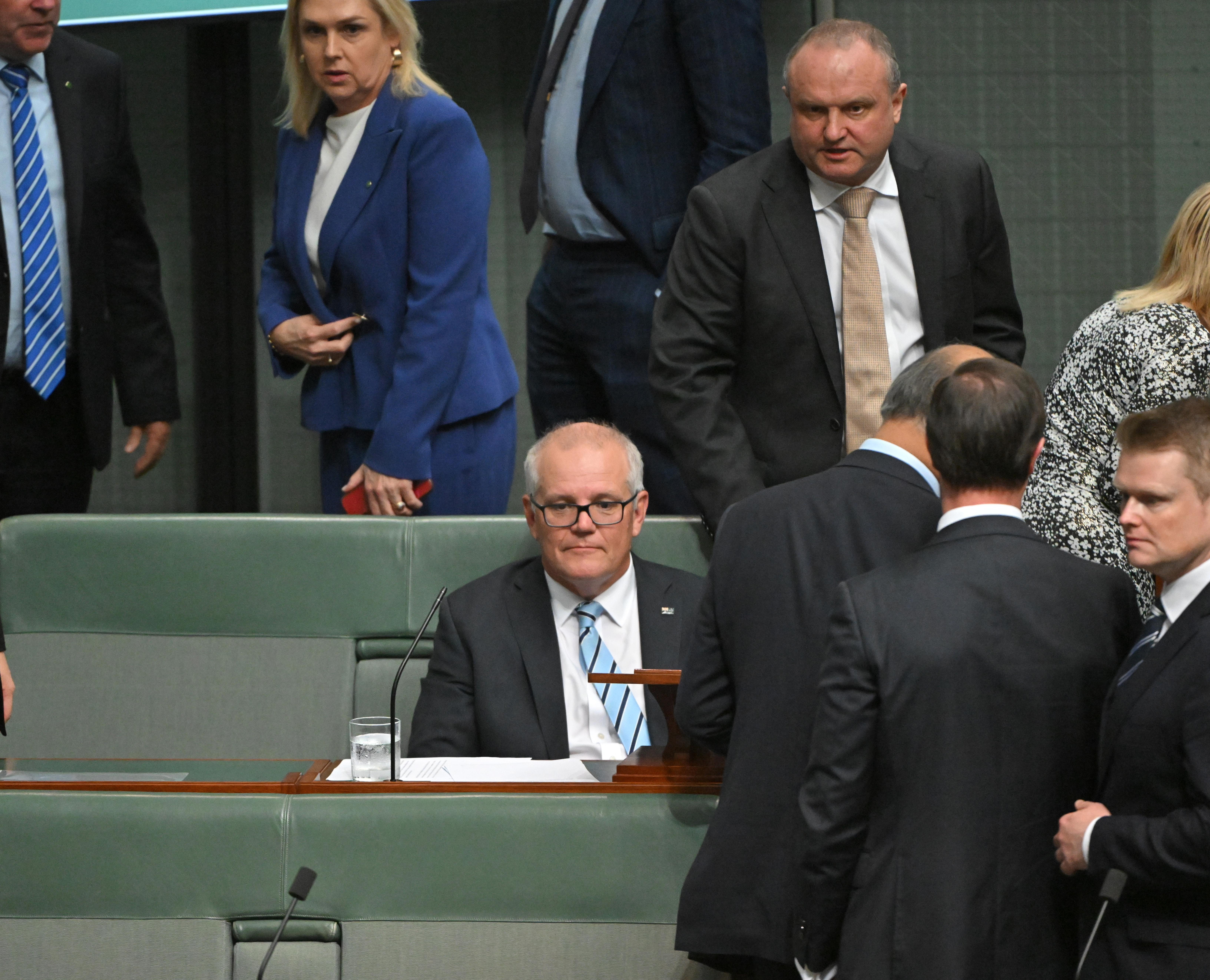 Scott Morrison seated in Parliament House.