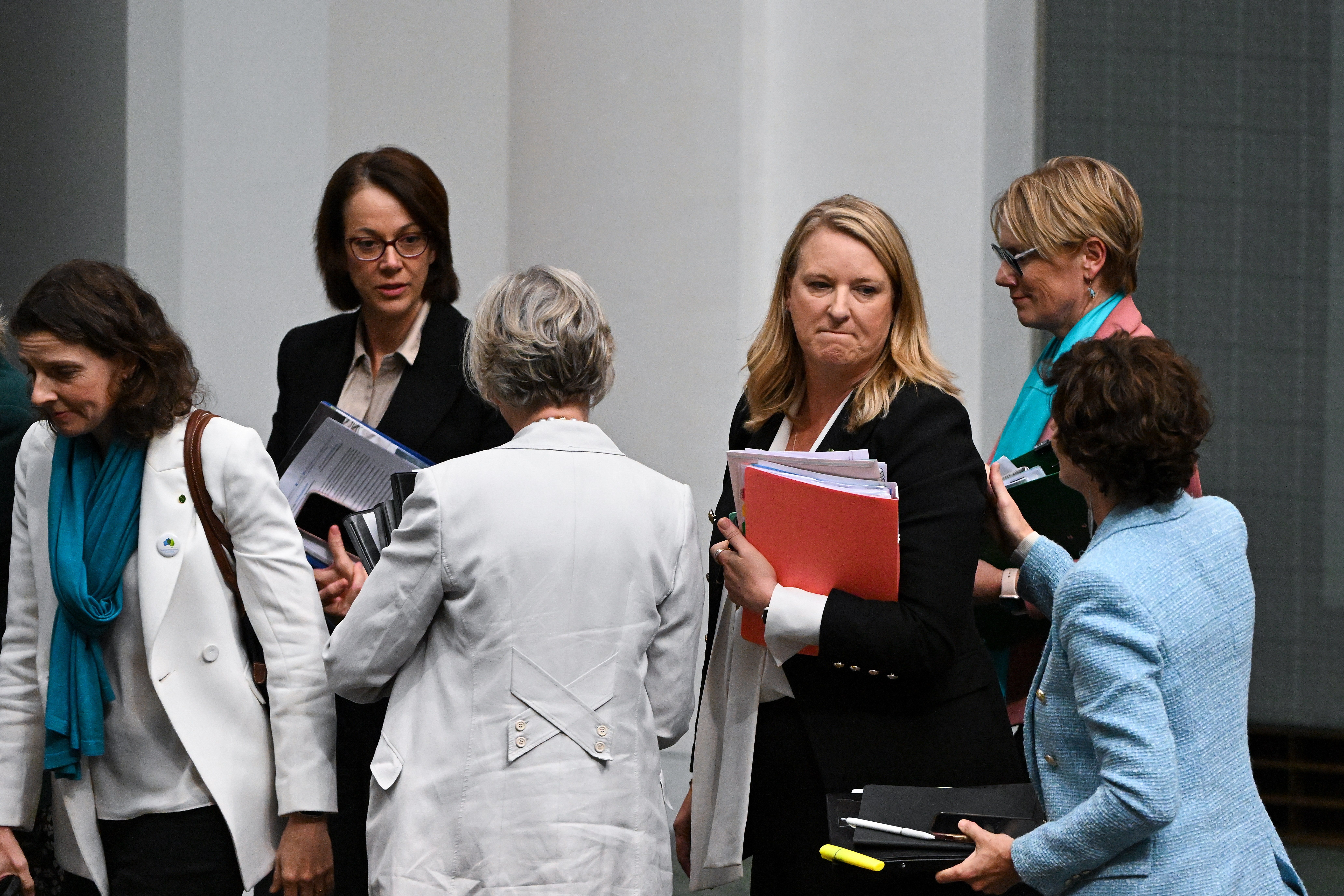 Teal independents including (from left) Allegra Spender, Sophie Scamps, Kylea Tink and Zoe Daniel in the House of Representatives. 