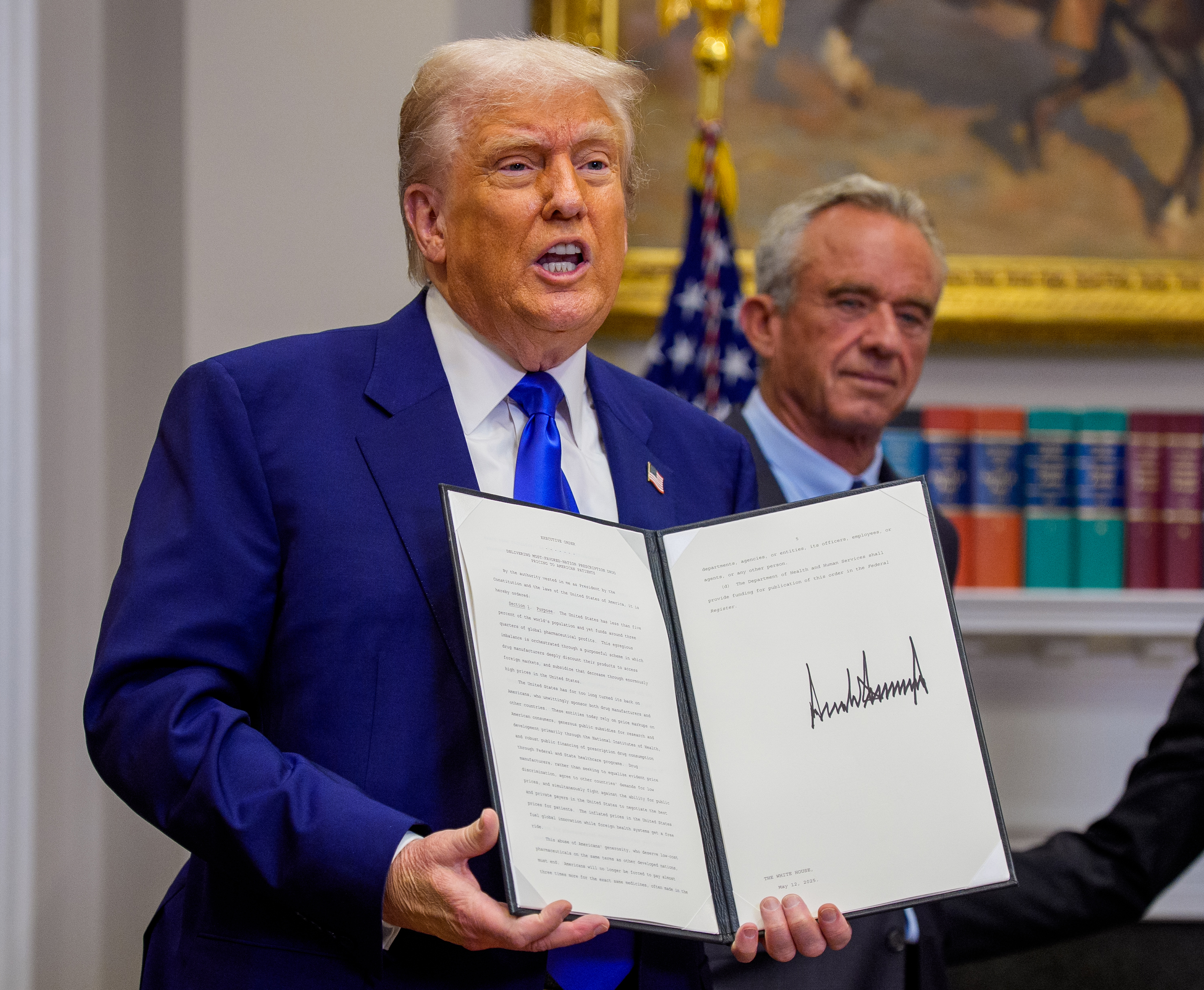 US President Donald Trump with Health Secretary Robert F. Kennedy Jr at the White House.