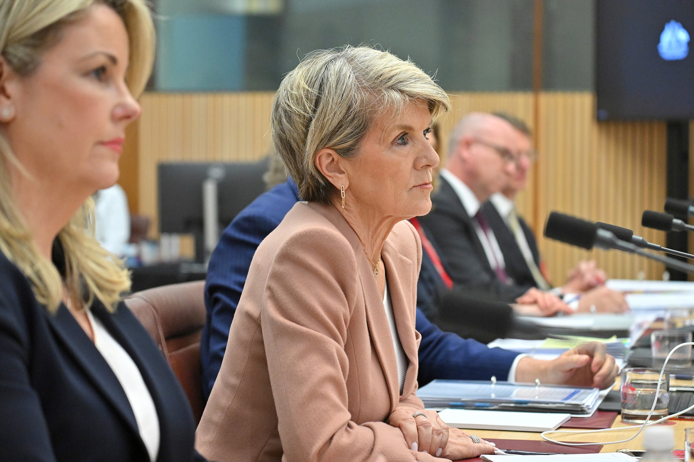 Interim vice-chancellor Rebekah Brown and chancellor Julie Bishop.