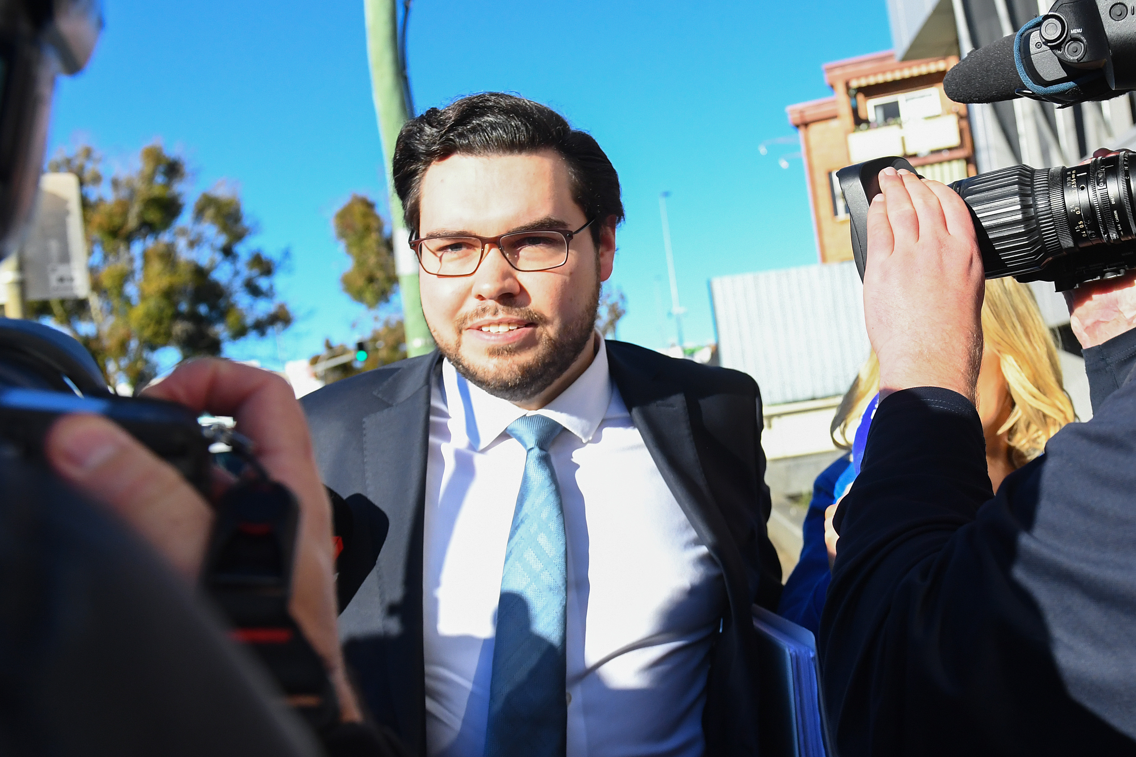 Lehrmann arrives at the Toowoomba Magistrates Court on Monday.
