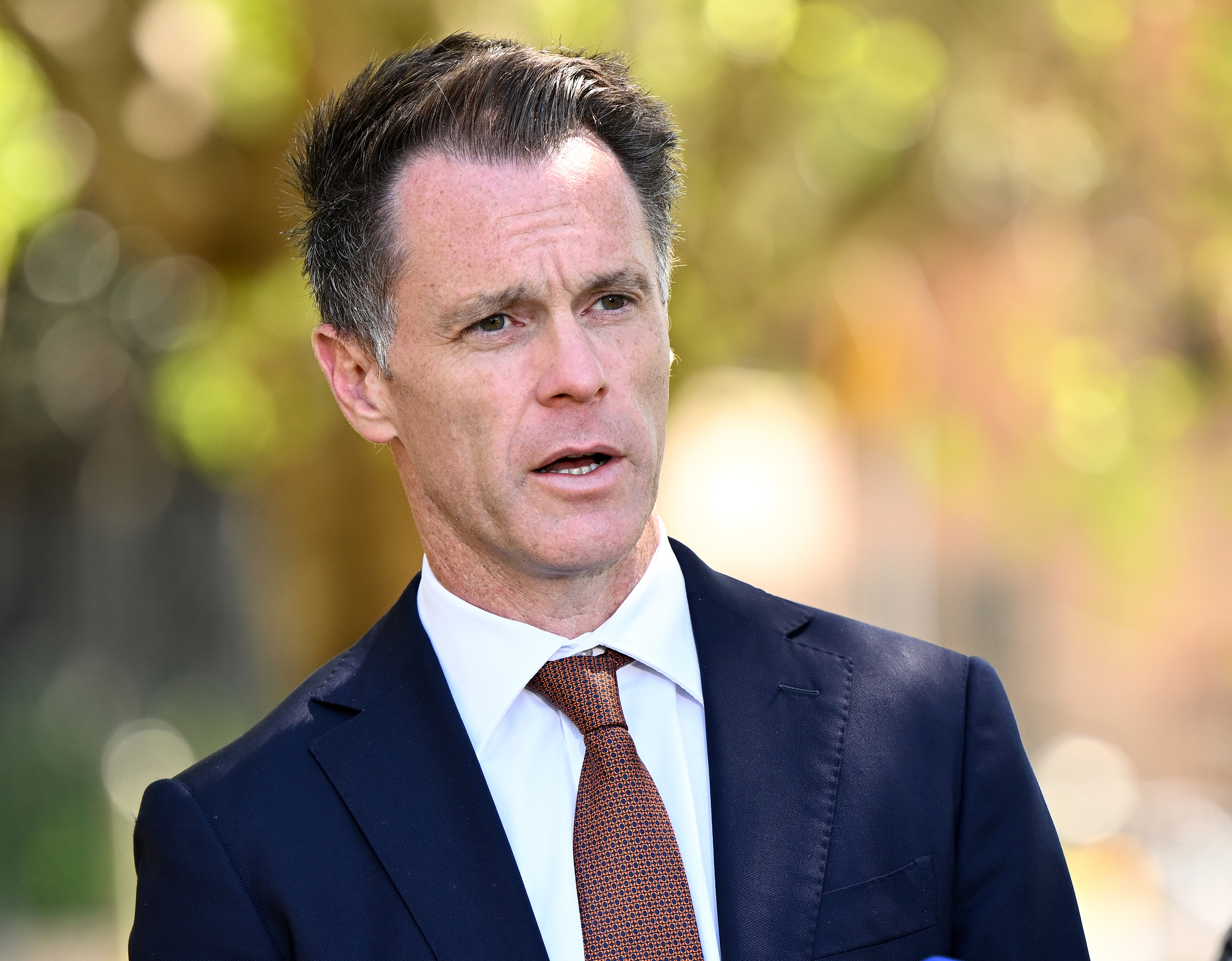 Chris Minns speaks at a press conference.