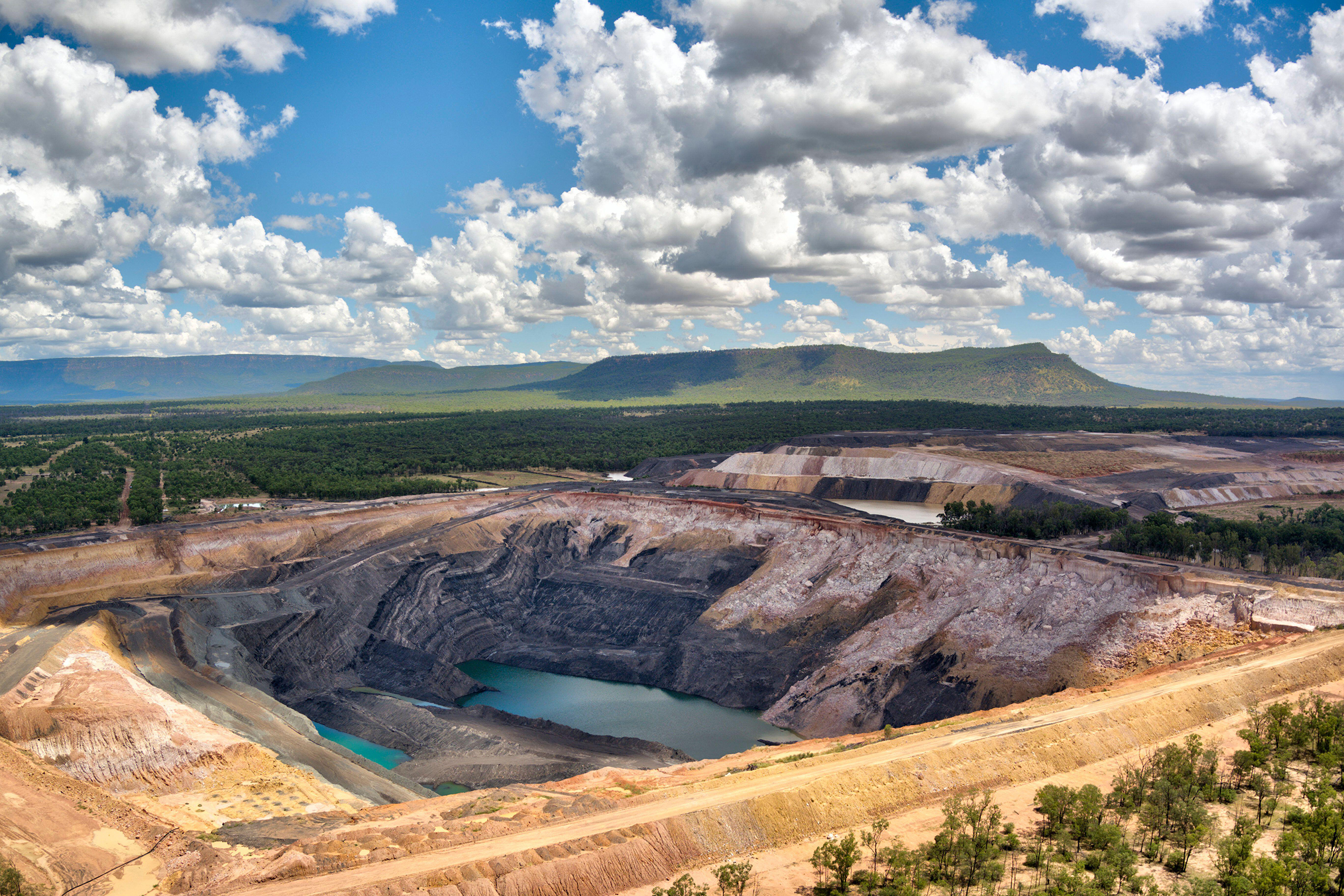 An aerial view of the Bluff coalmine in Queensland.