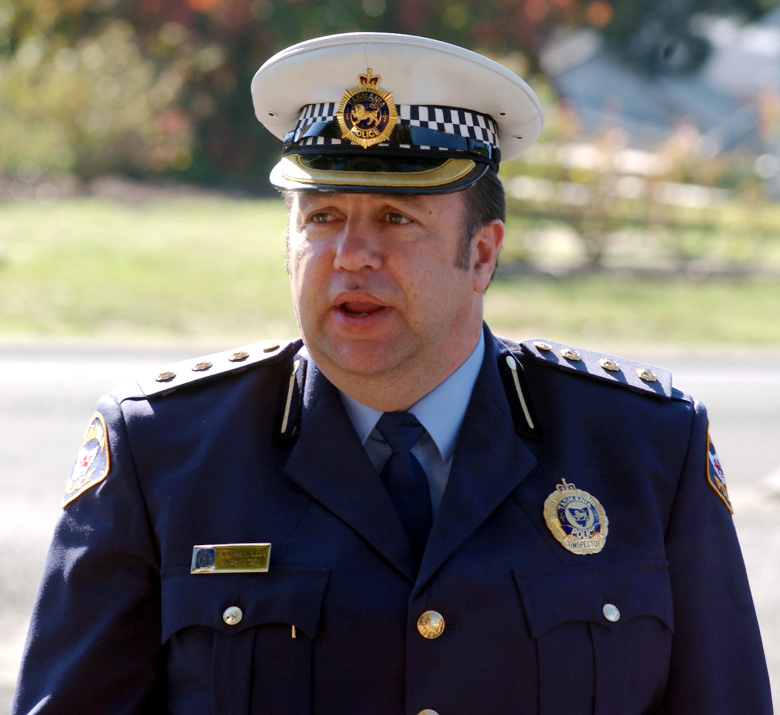 Tasmania Police Inspector Paul Reynolds in uniform.