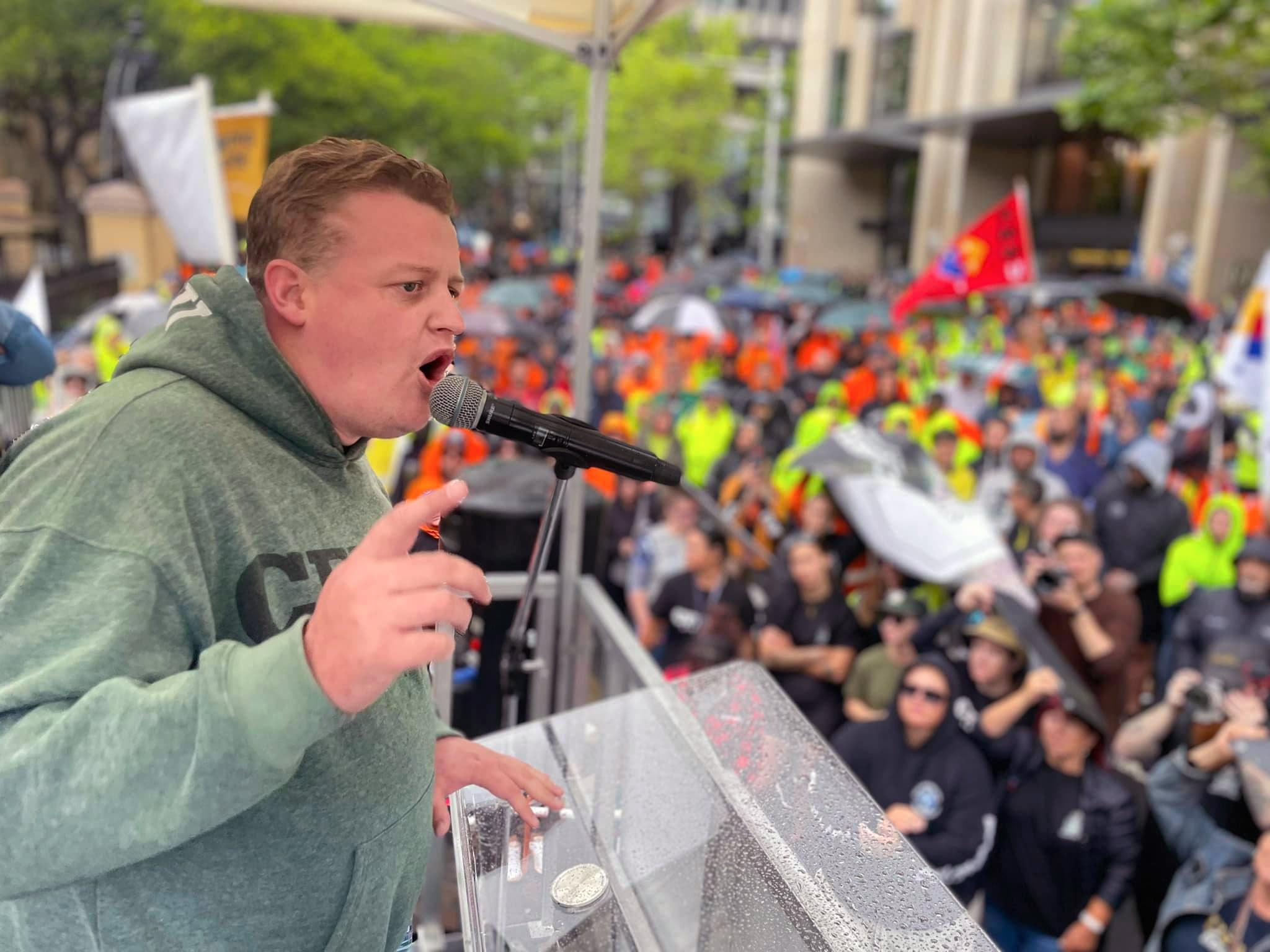 CFMEU national secretary Zach Smith at a union rally in Sydney.
