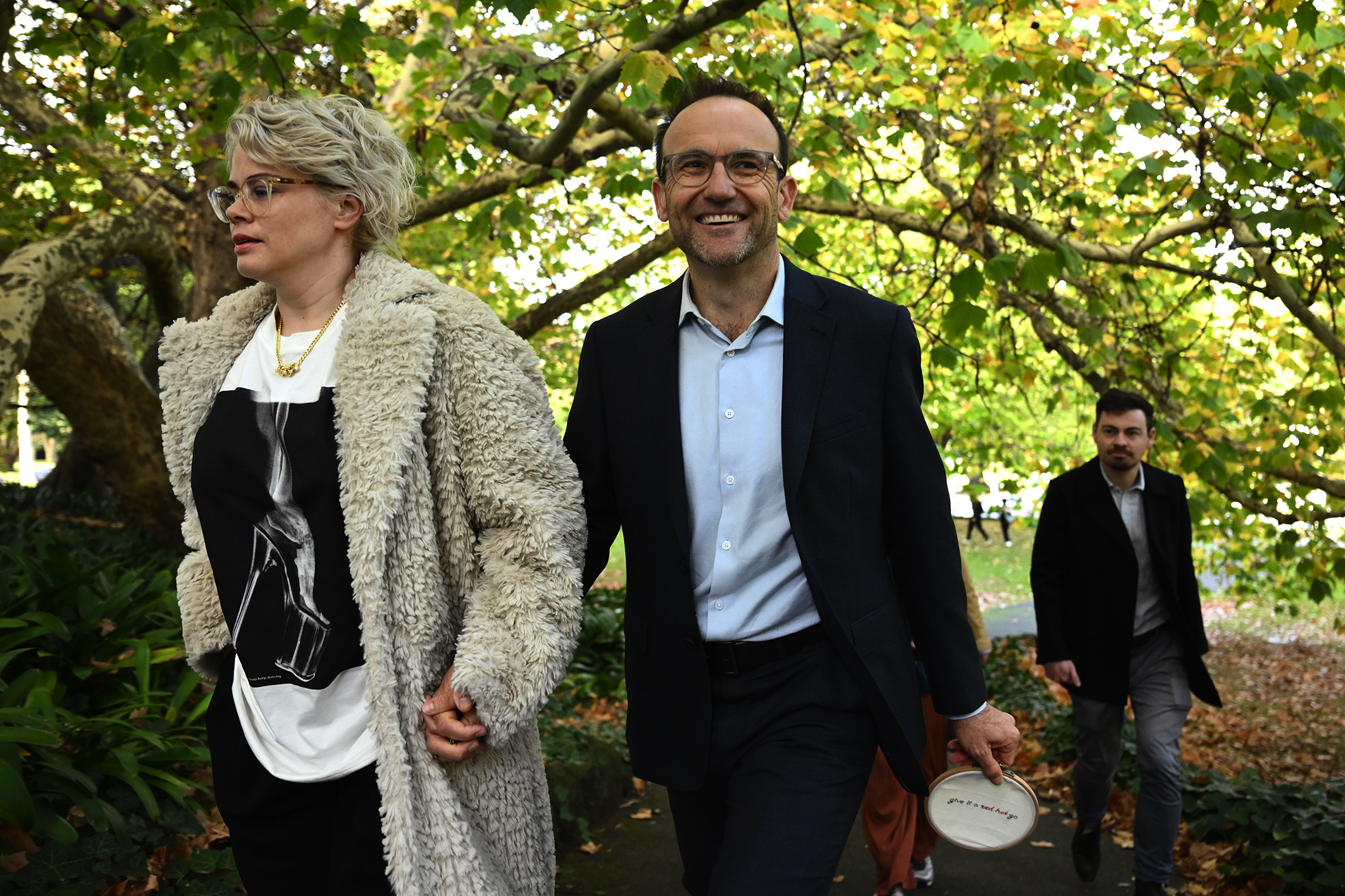 Adam Bandt with partner Claudia Perkins.