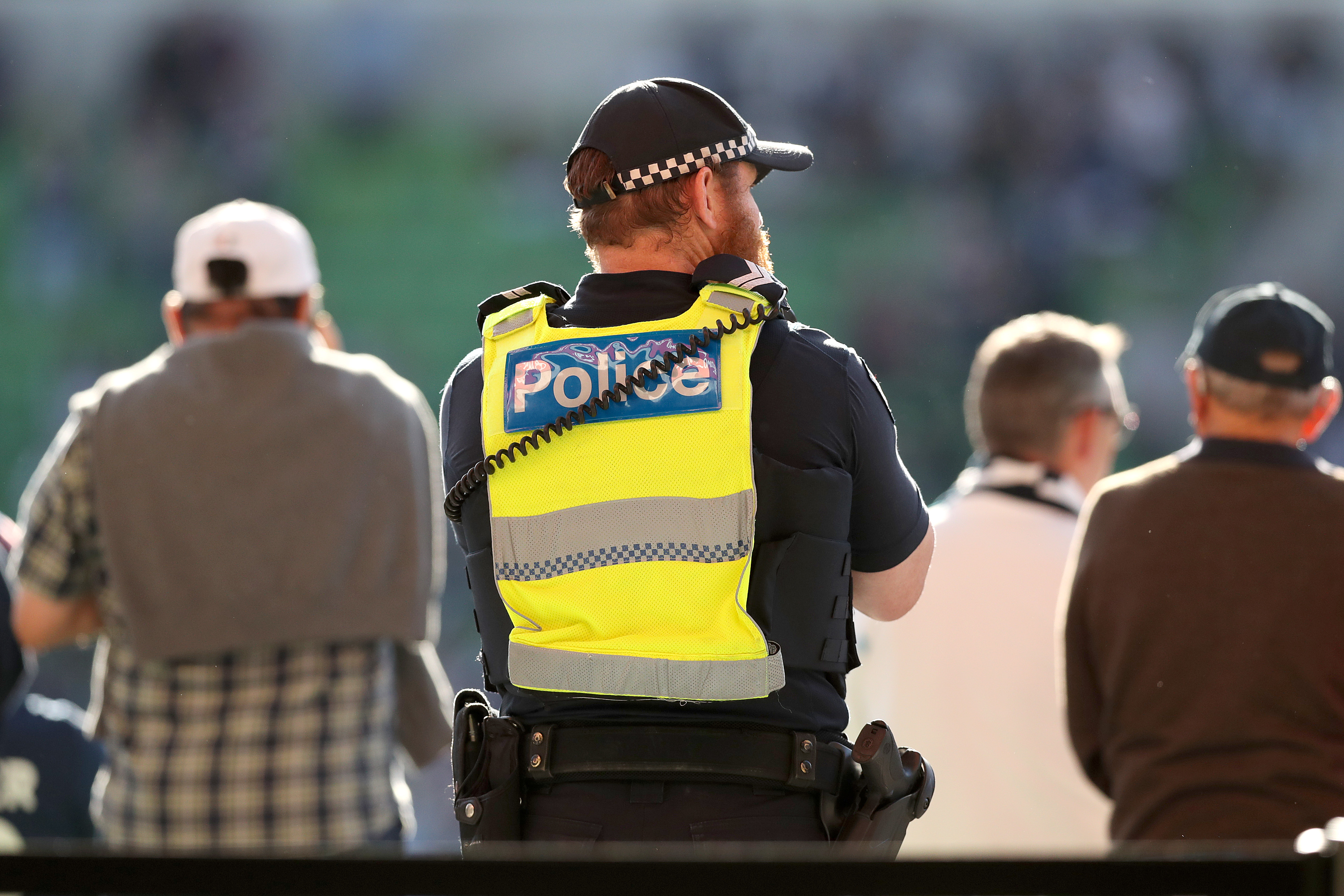 A Victoria Police officer on duty.