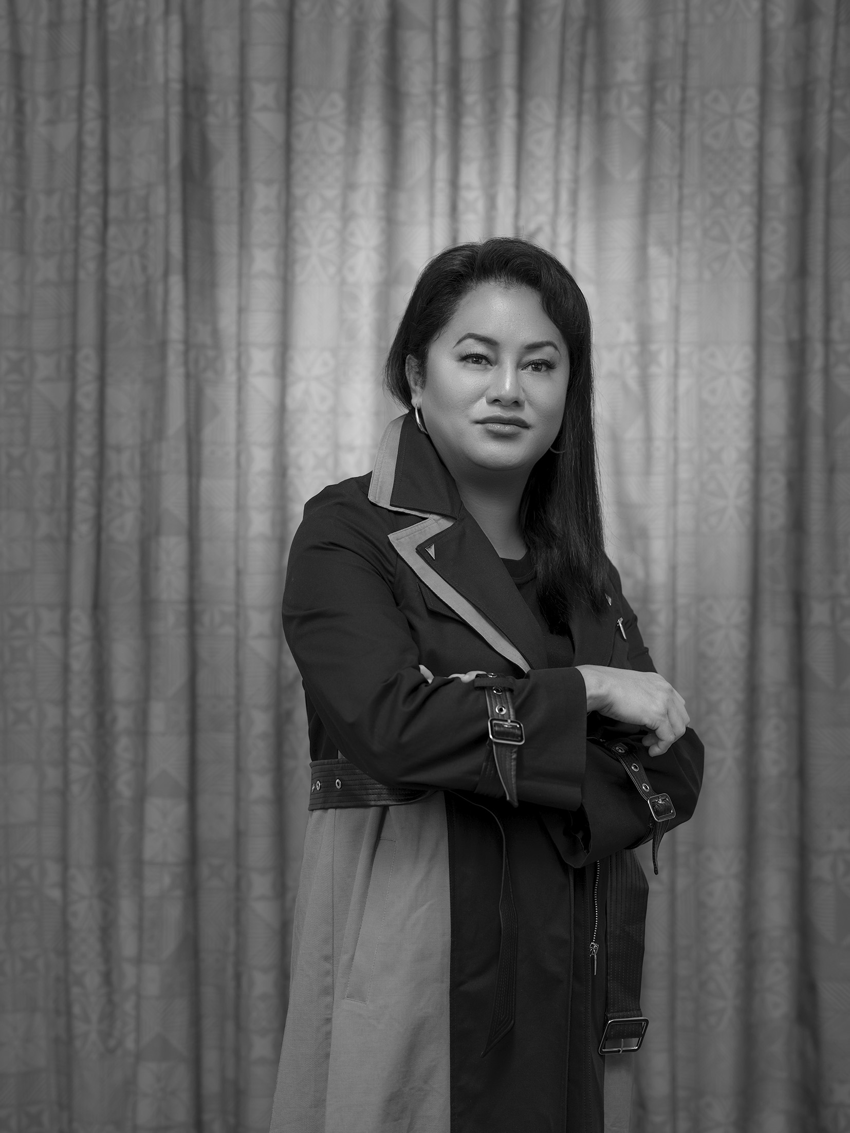 Portrait photograph of Yuki Kihara in greyscale.
