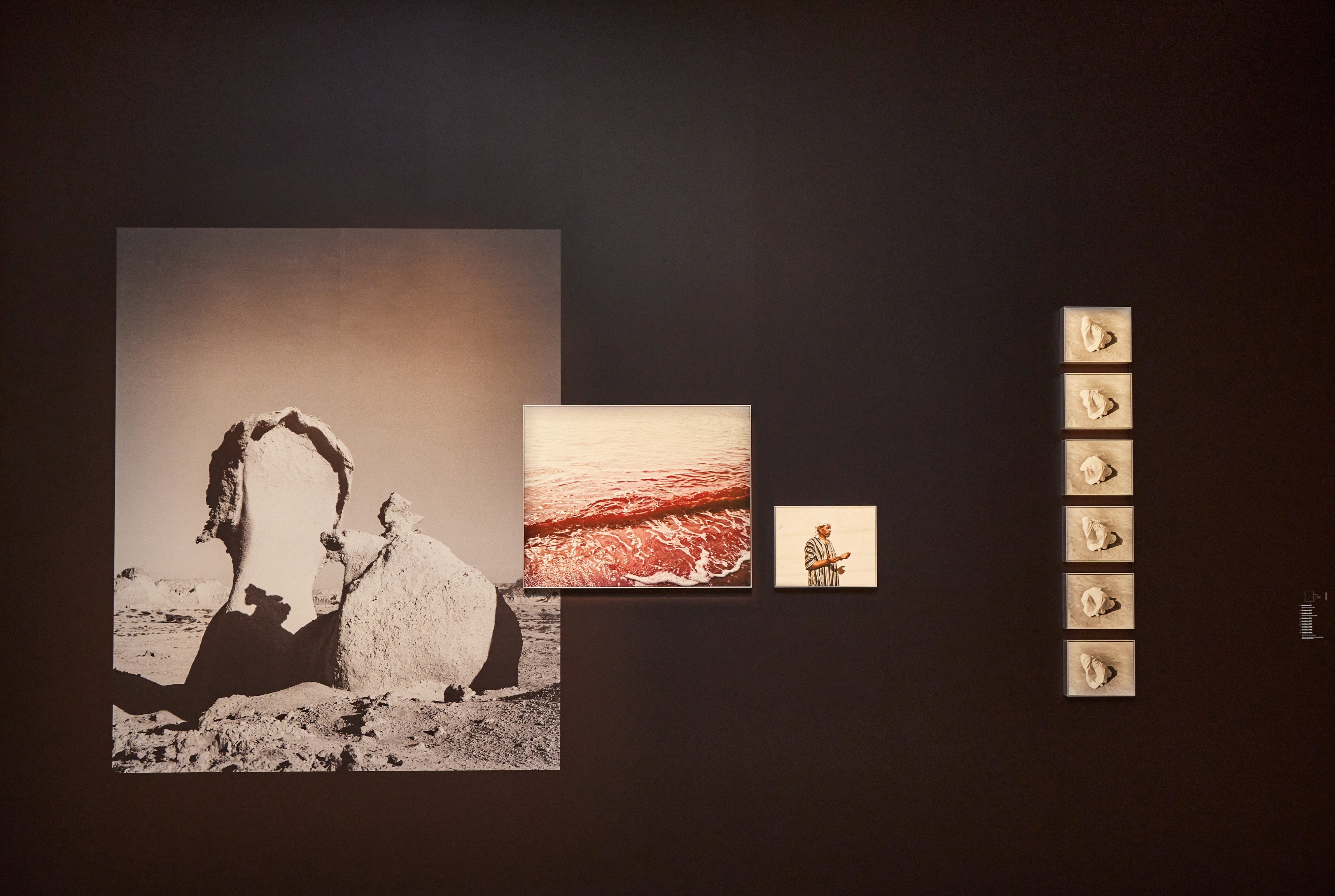 Artworks displayed at an exhibition. 
