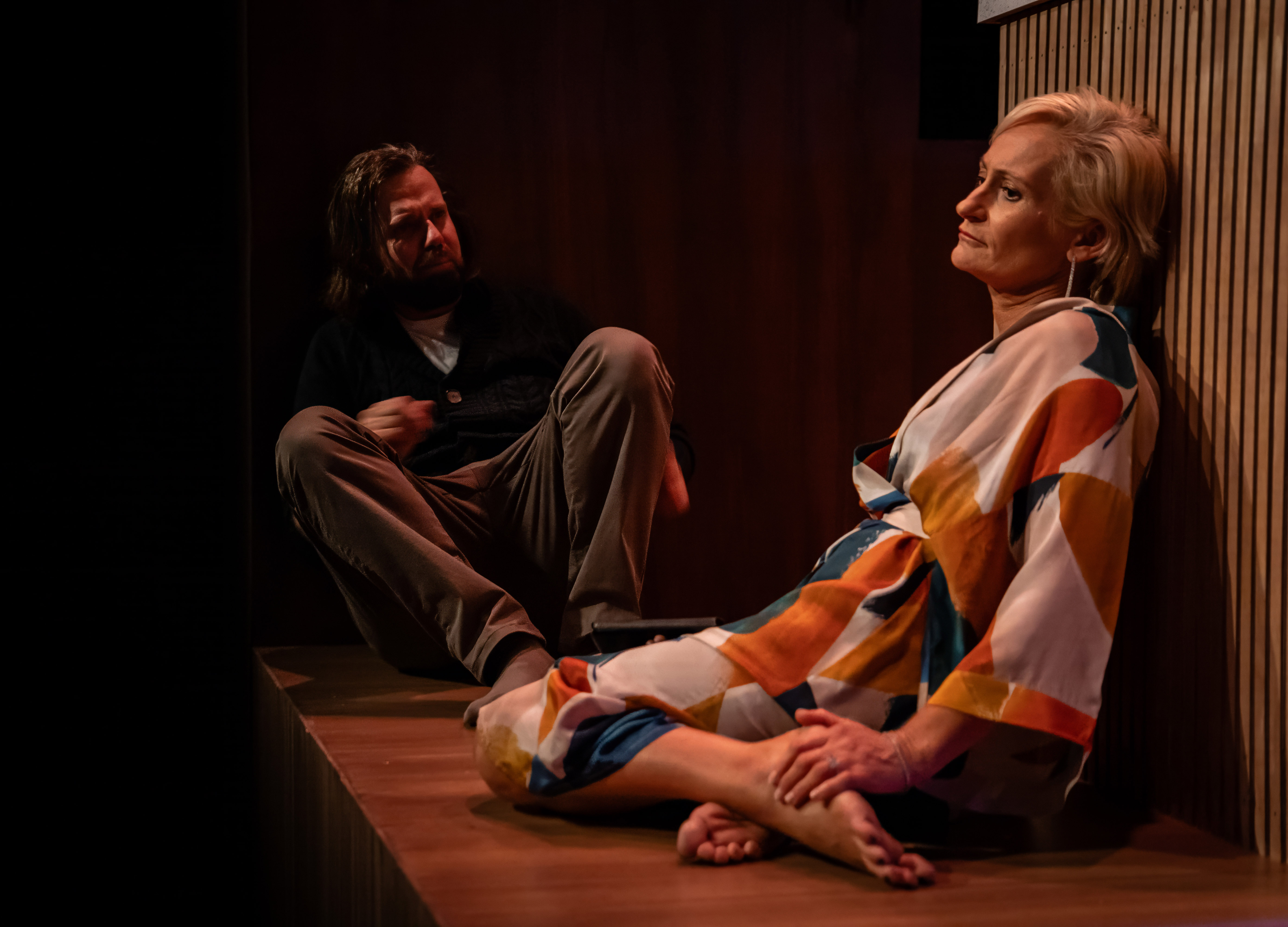 Christopher Sommers and Zoë Houghton perform on stage in The Norman Mailer Anecdote.