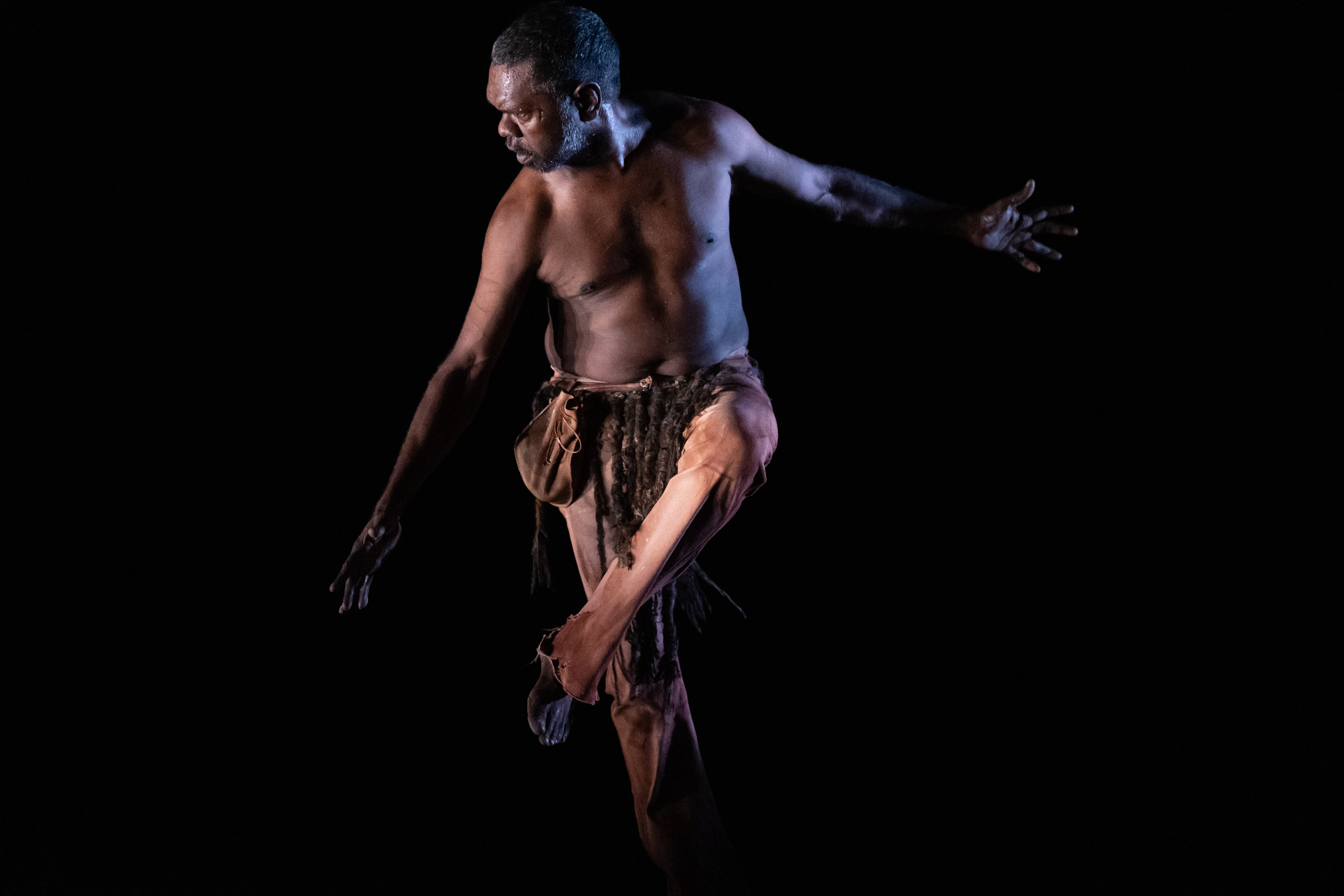 Emmanuel James Brown dances in Burrbgaja Yalirra 2.