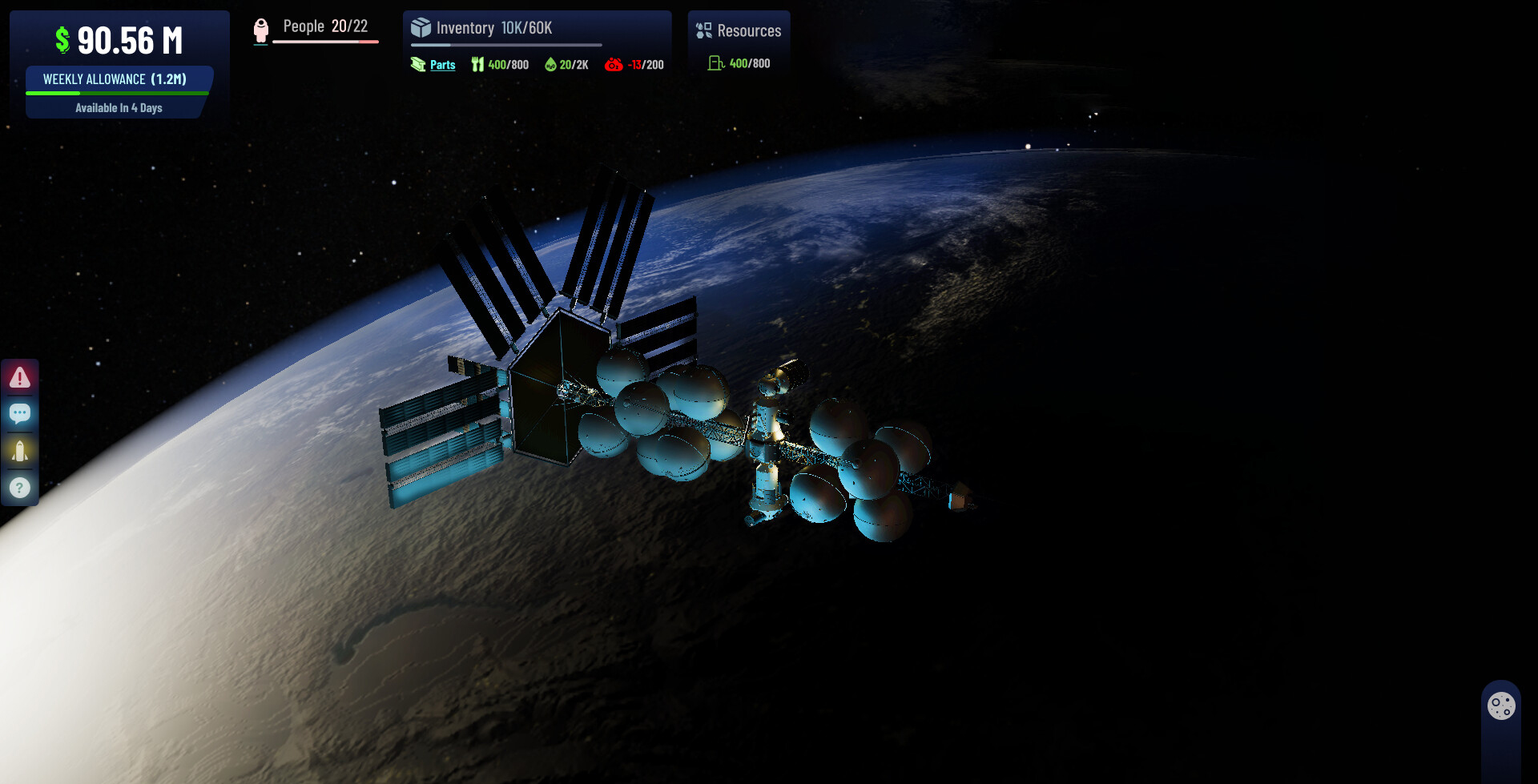 Animation of a moon base with Earth in the background.