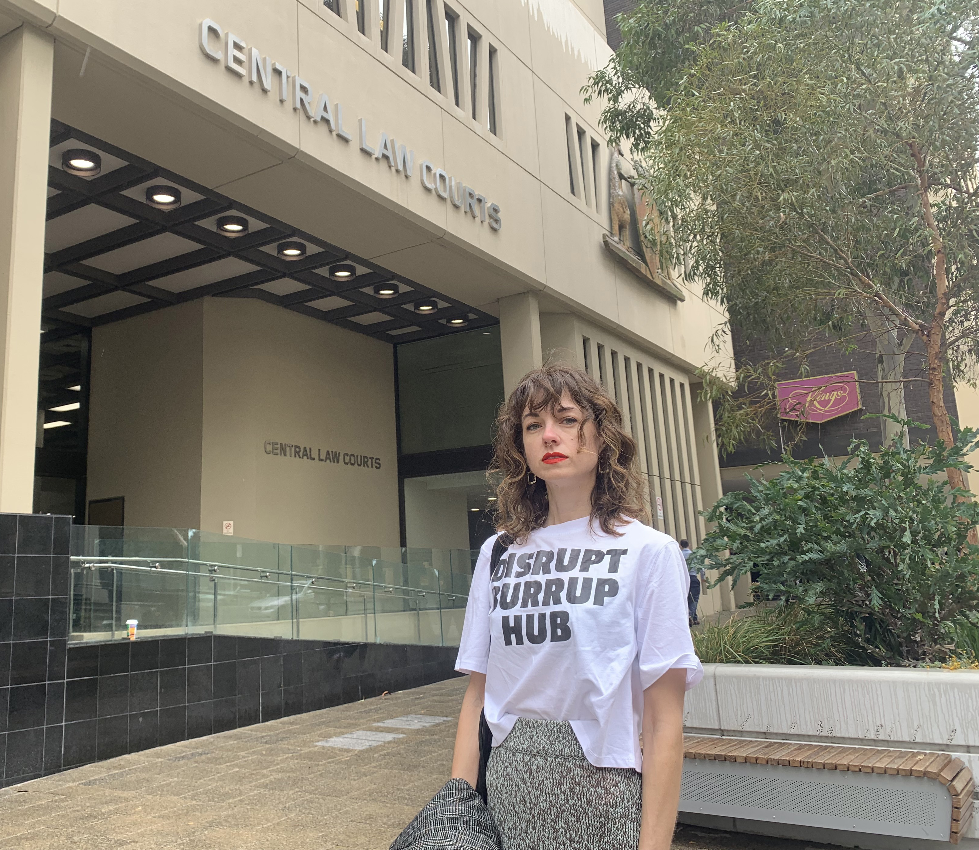 Environmental activist Joana Partyka outside the Central Law Courts in Perth.
